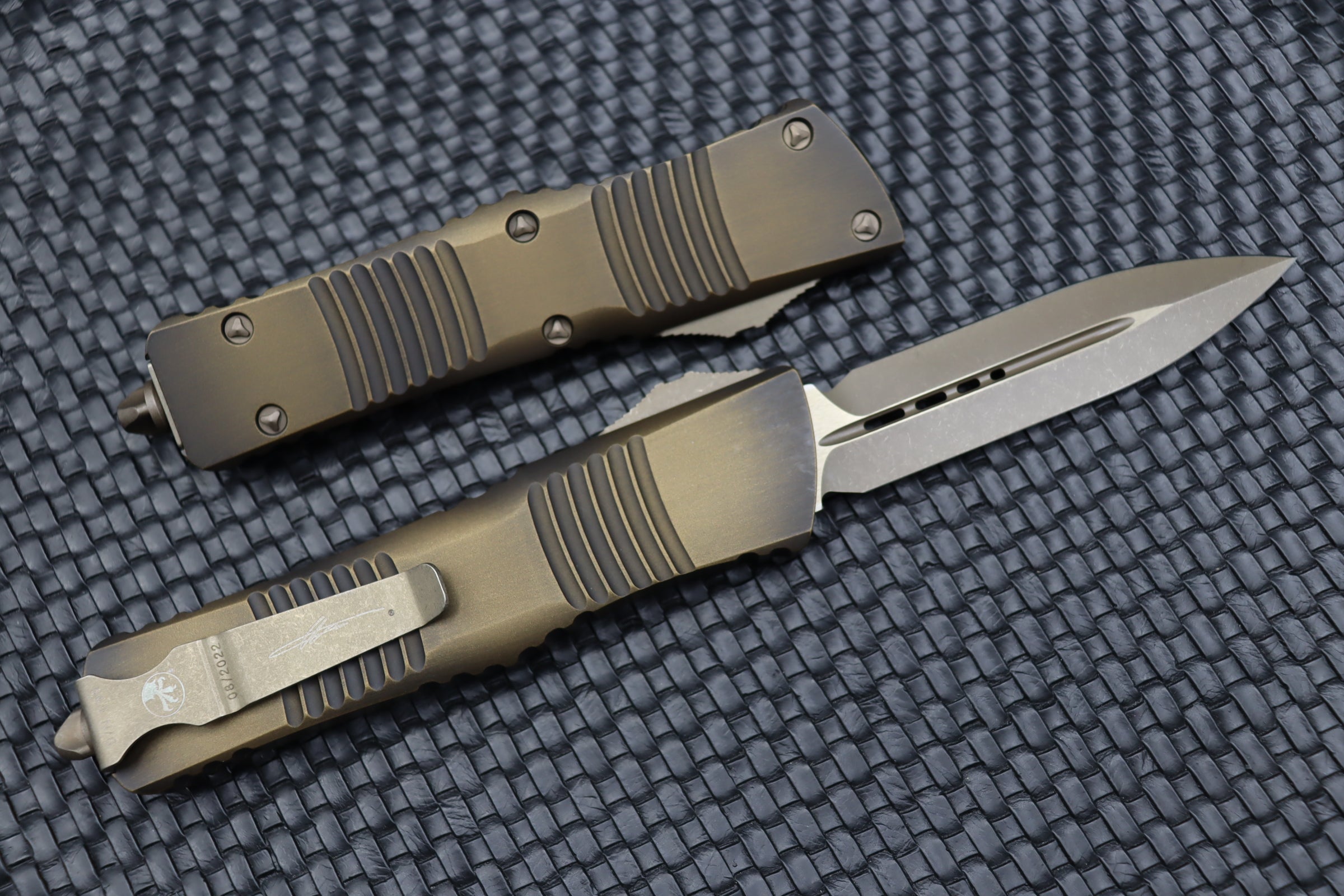 Premium Microtech Combat Troodon Antique Bronze Double Edge Knife - Ultimate Tactical EDC