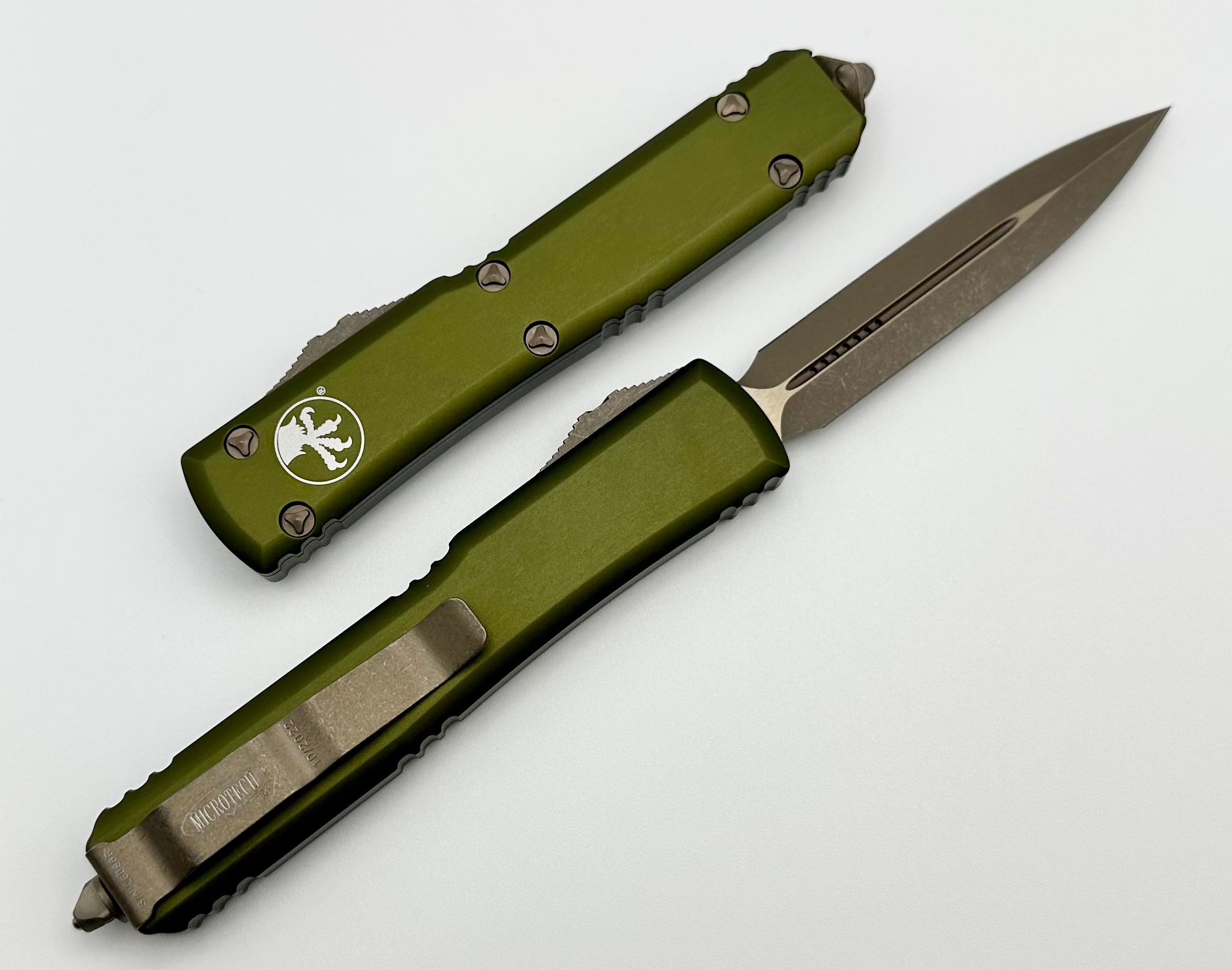 Microtech Ultratech Premium Double Edge Knife - Apocalyptic Bronze & OD Green