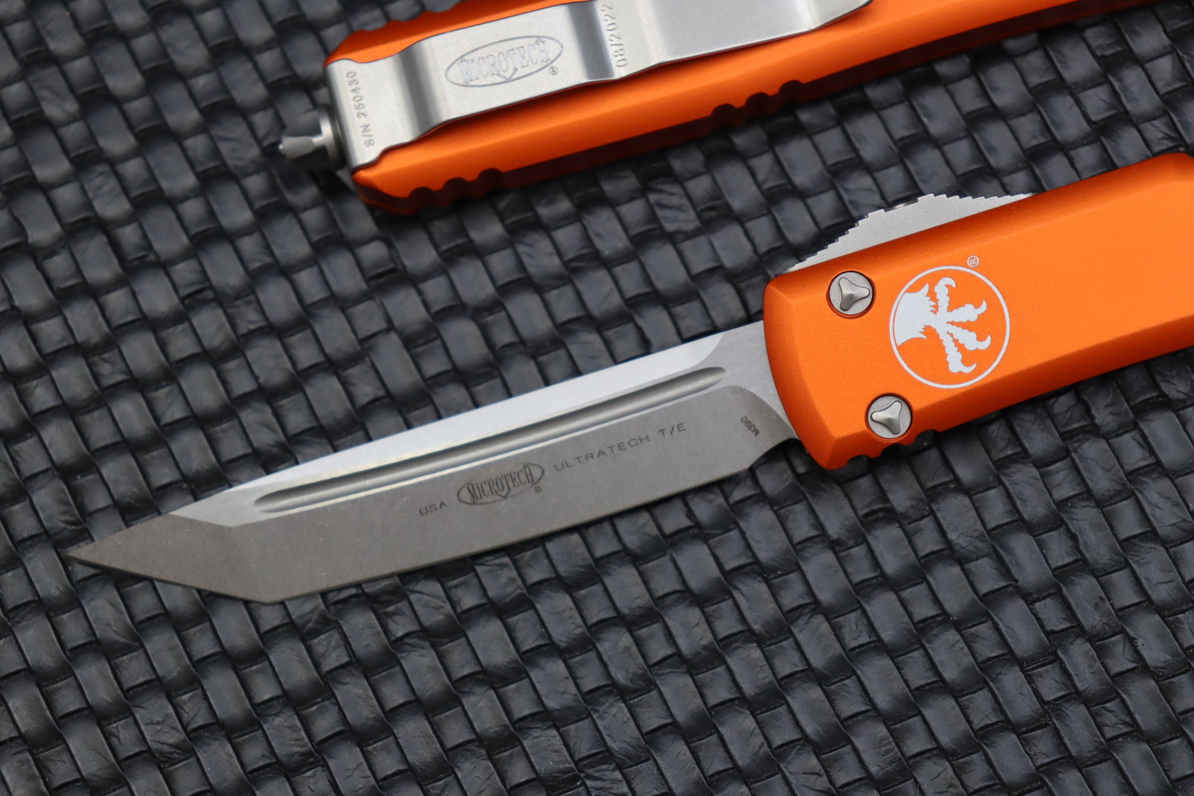 Microtech Ultratech Tanto Premium Stonewash Knife with Orange Handle