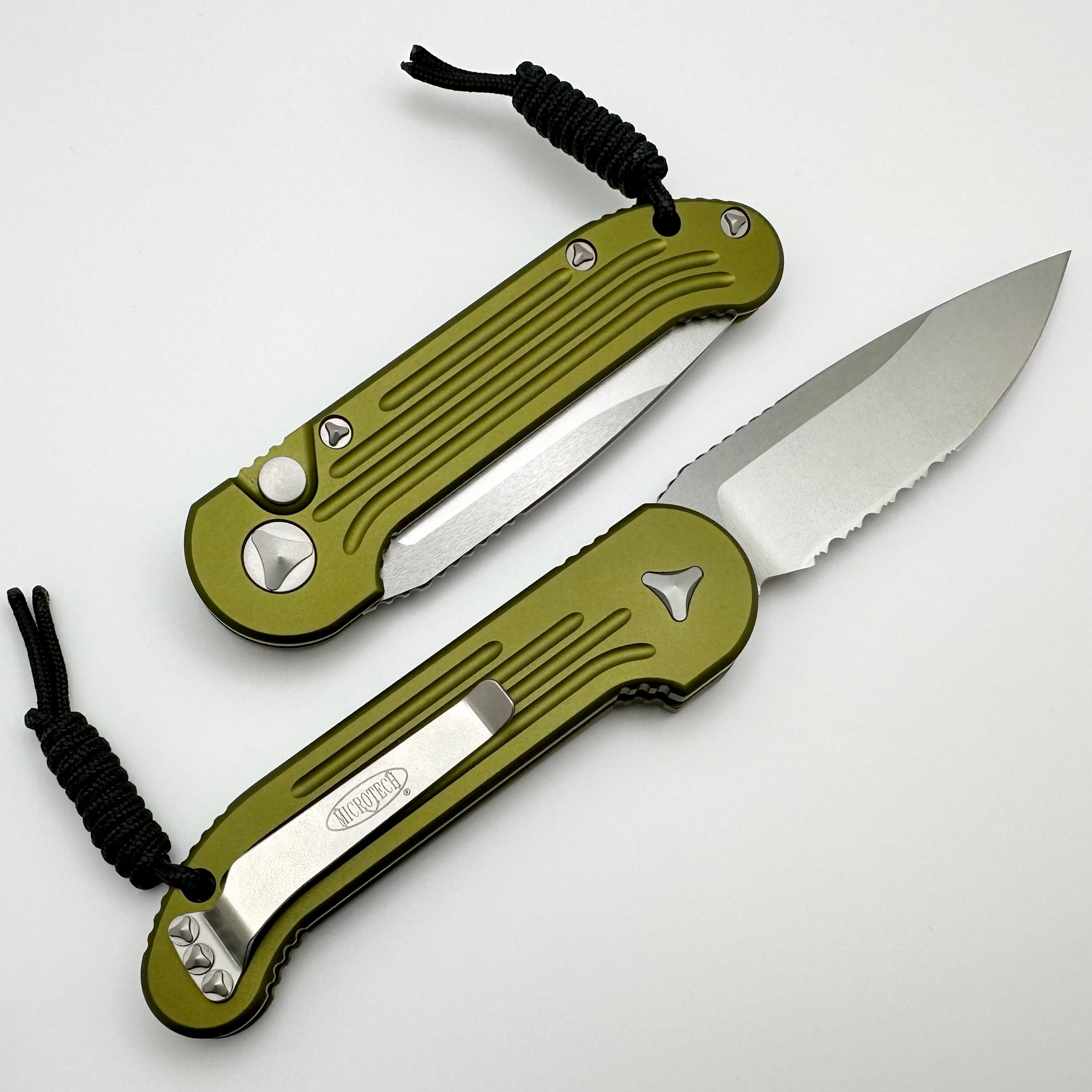 Premium Microtech LUDT Tactical Folding Knife - OD Green & Stonewash Finish