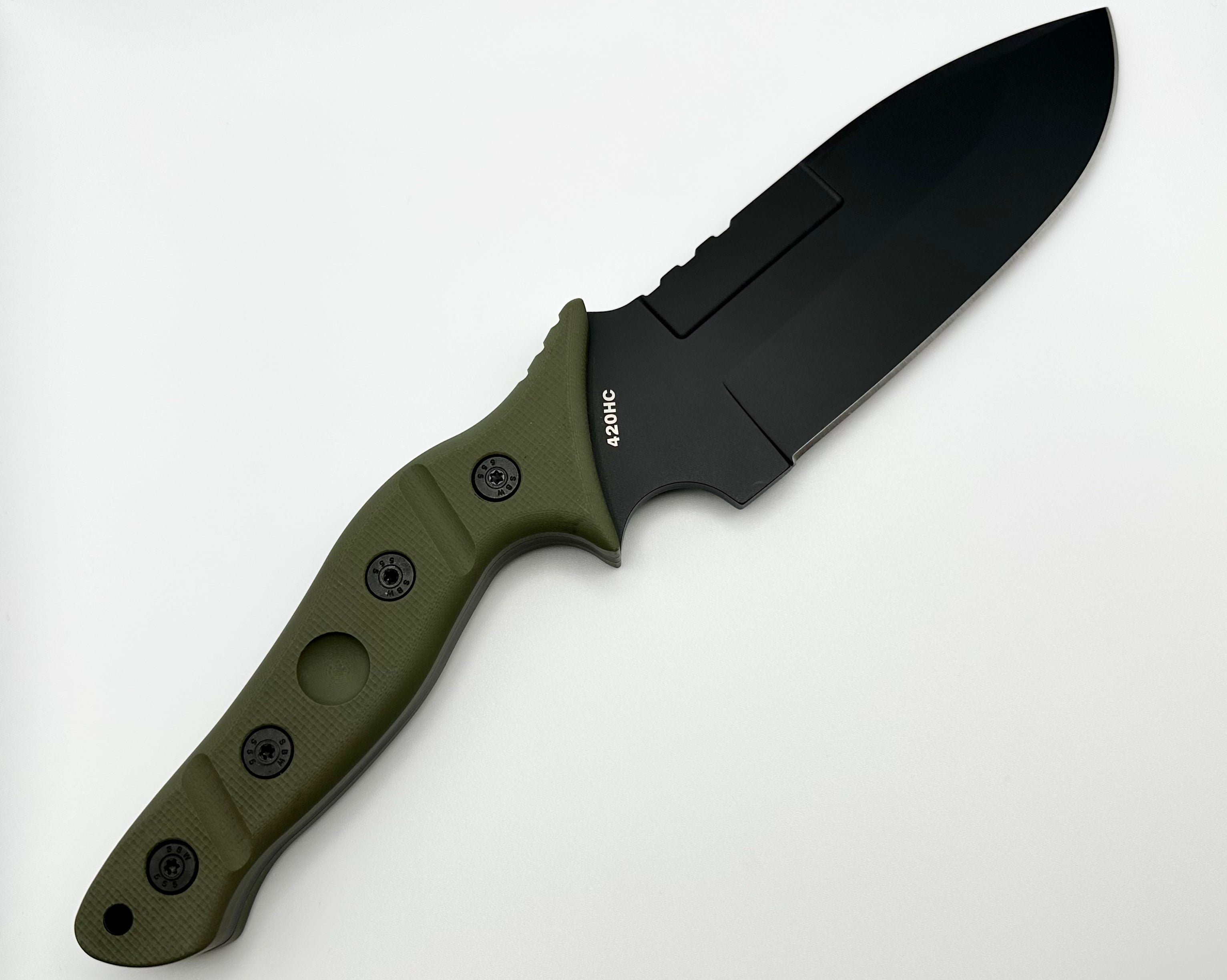 Premium Sniper Bladeworks Mamu Tactical Knife - OD Green G-10 & PVD 420HC