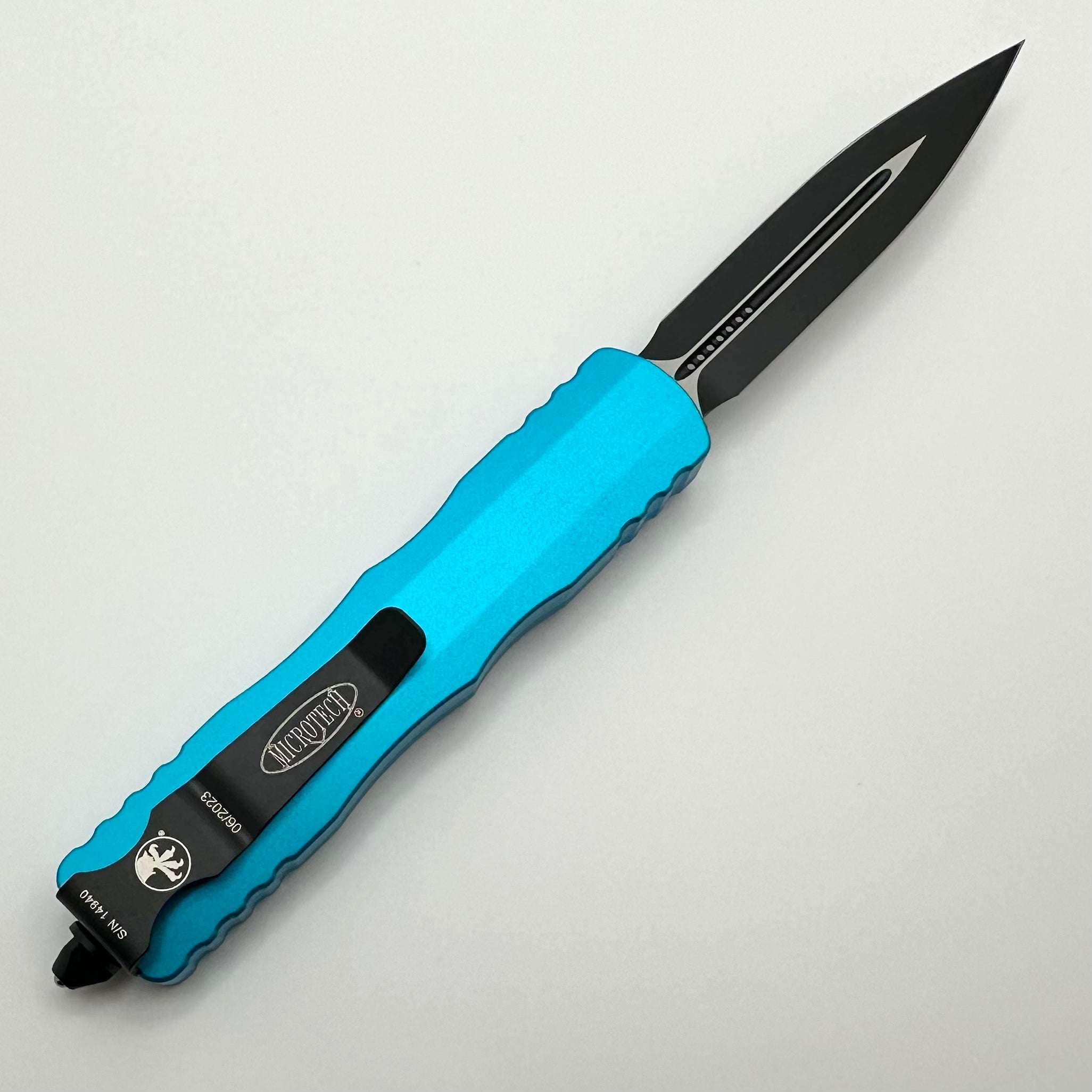 Microtech Dirac Double Edge Black & Turquoise Premium EDC Knife