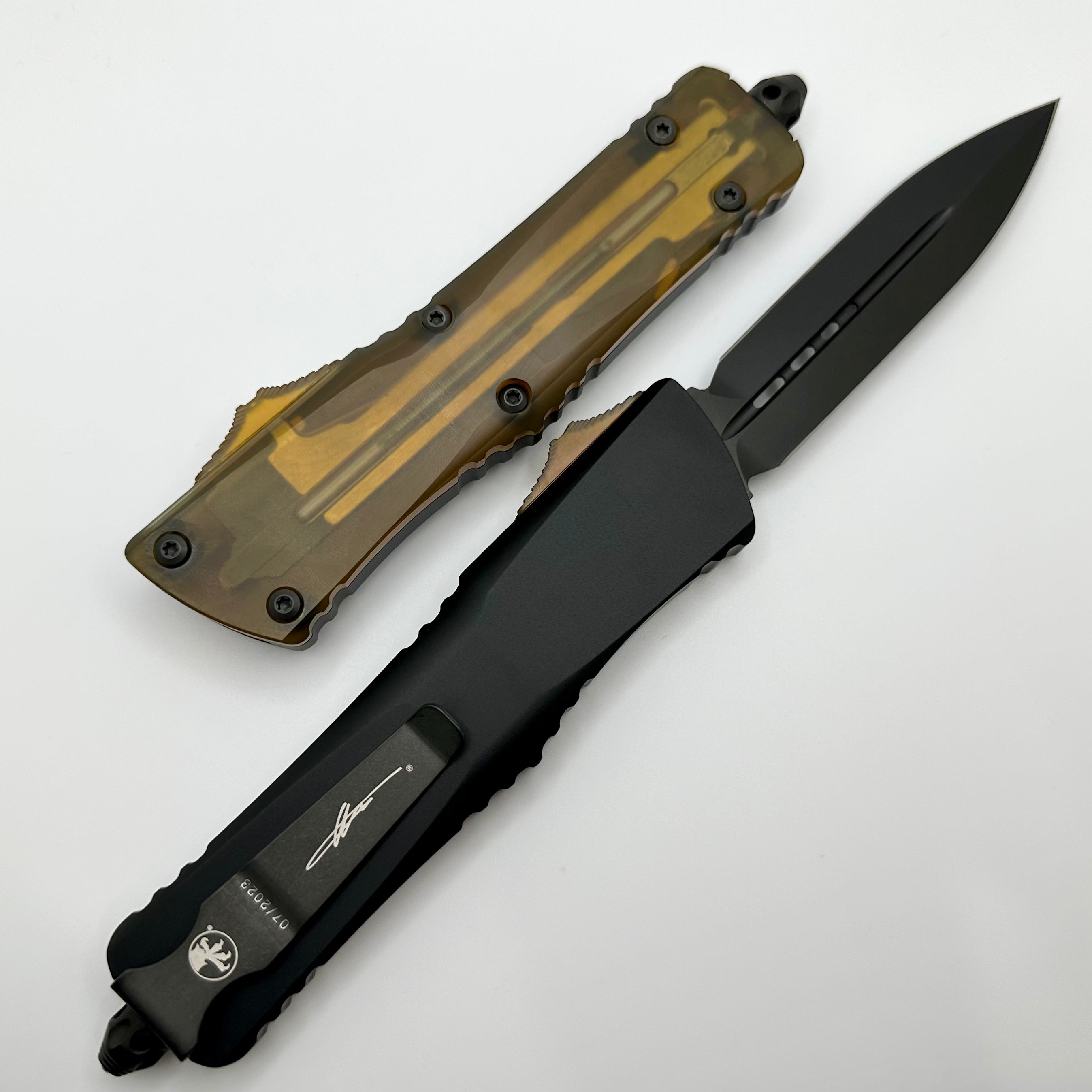 Premium Microtech Combat Troodon Ultem Tactical OTF Knife - Double Edge DLC Coated