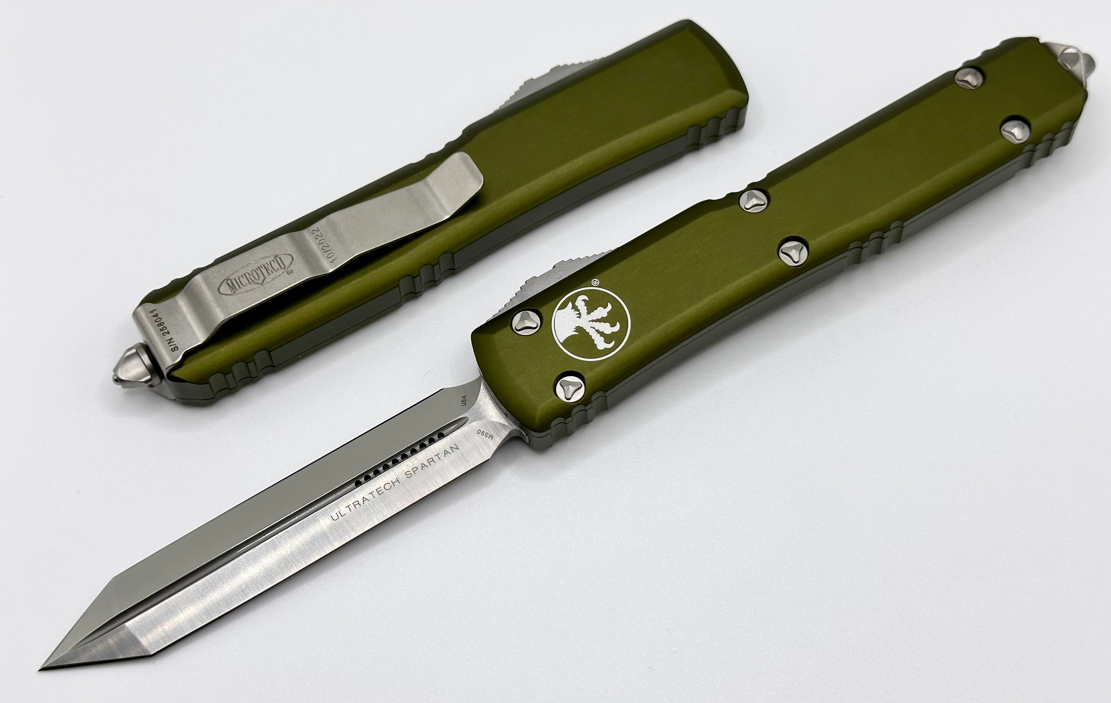 Premium Microtech Ultratech Spartan Satin & OD Green Tactical Knife