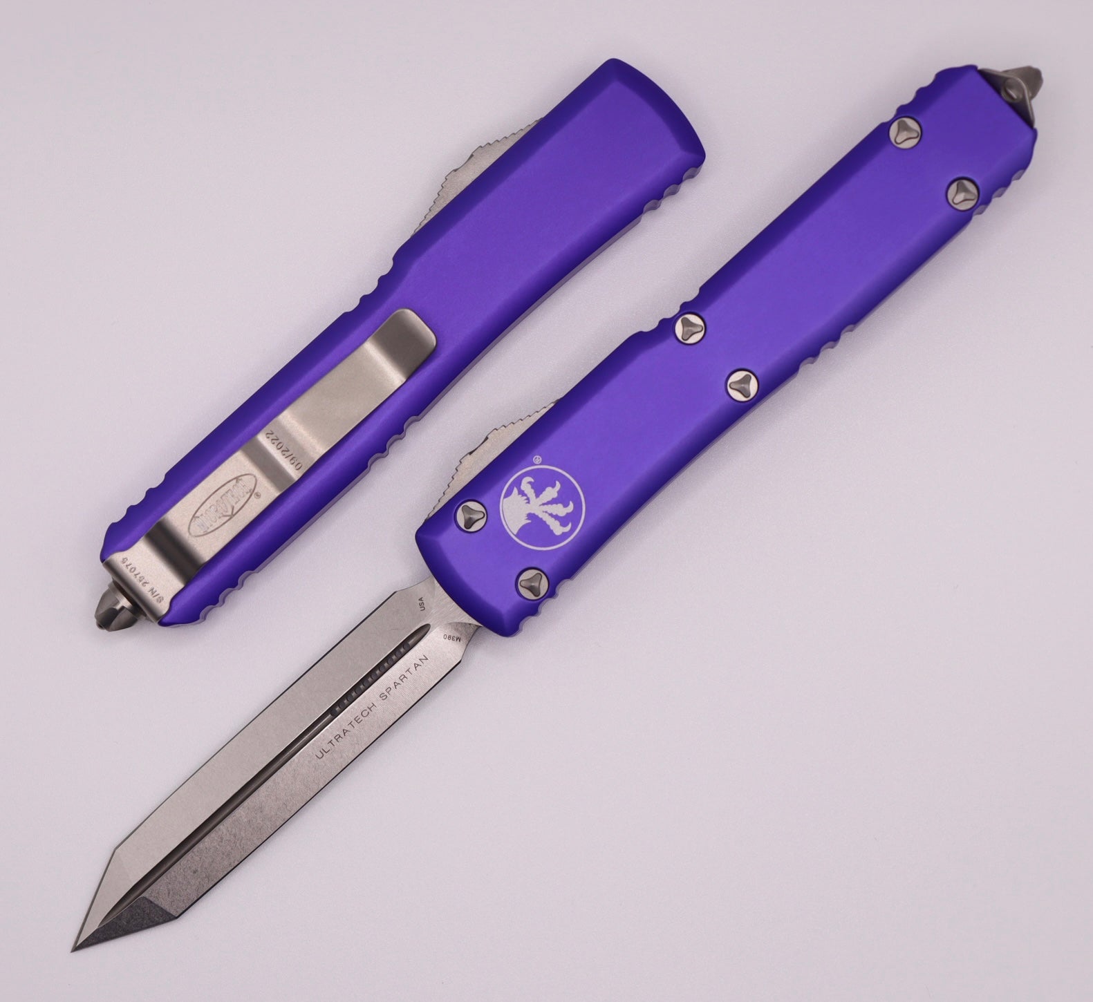 Microtech Ultratech Spartan Stonewash Standard & Purple 223-10PU - Premium Tactical Knife