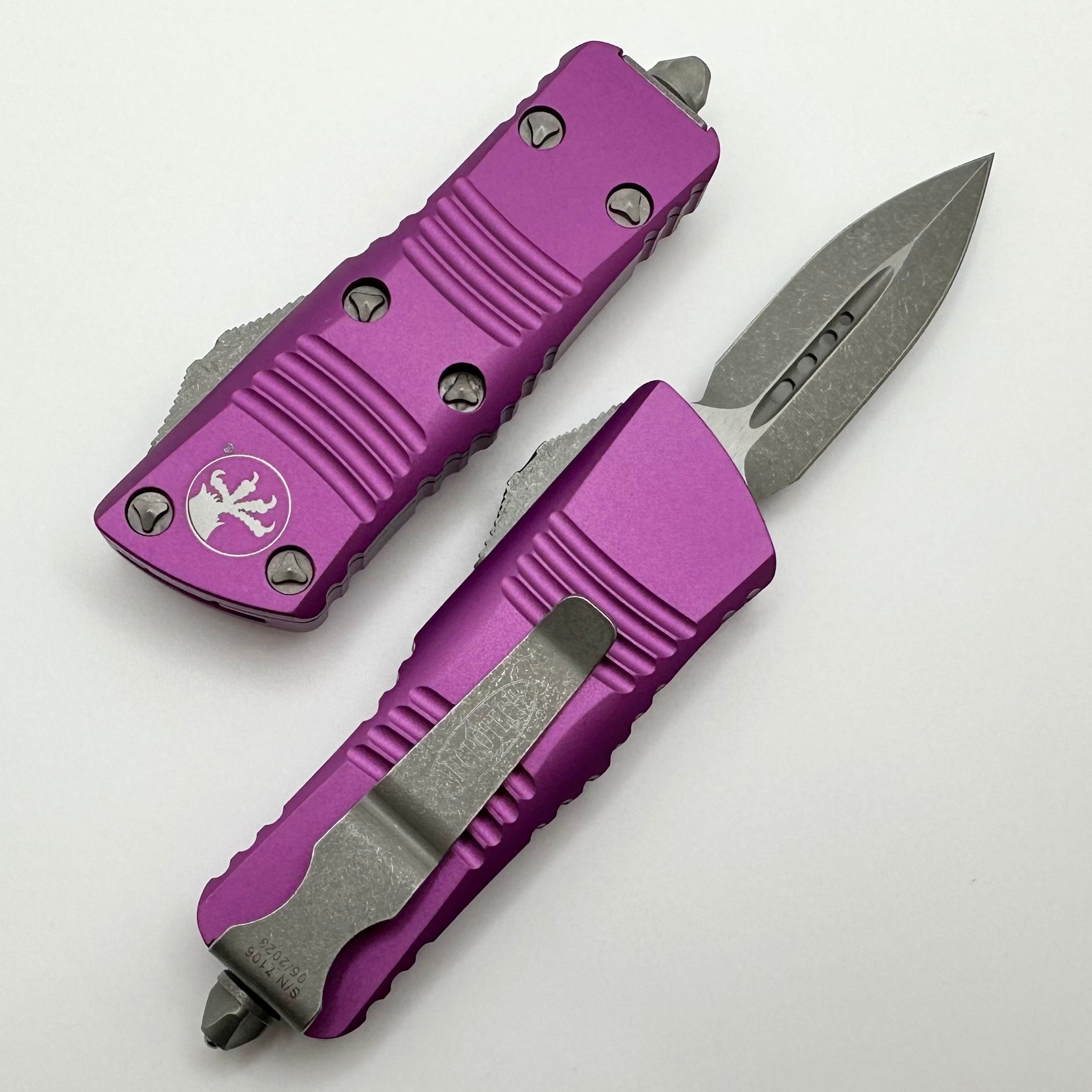 Premium Microtech Troodon Mini Double Edge Apocalyptic Standard & Violet - Ultimate Everyday Carry