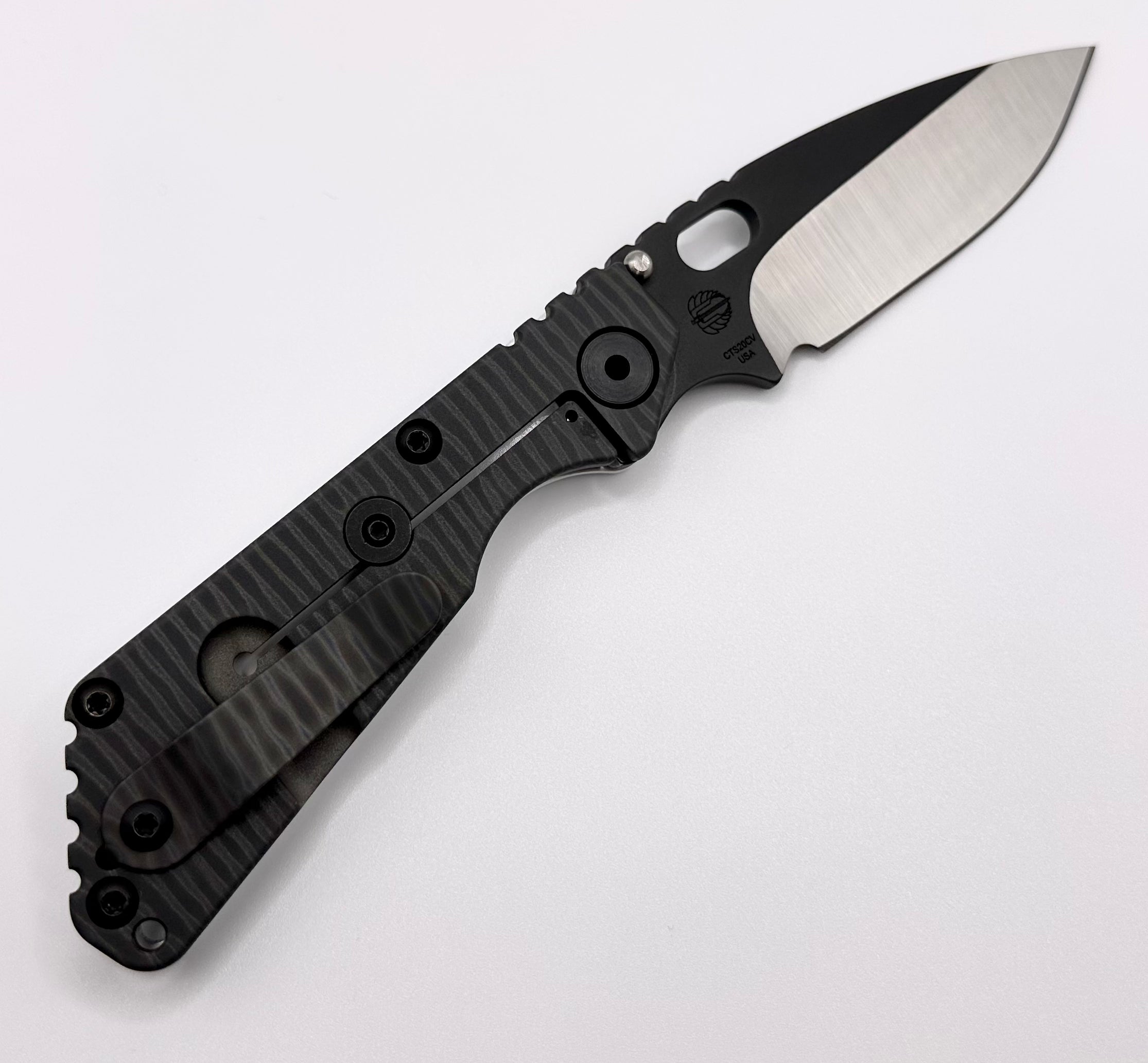 Premium Strider SnG White FWP Knife with Torched Lock & 20CV Blade