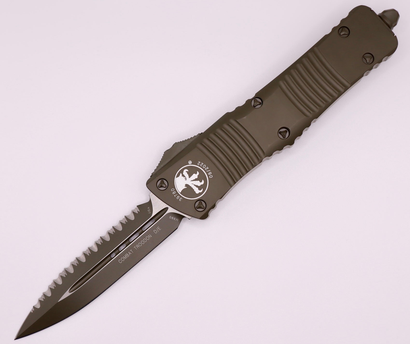 Ultimate Combat Troodon Tactical Knife - OD Green Cerakote, Double Edge Full Serrated