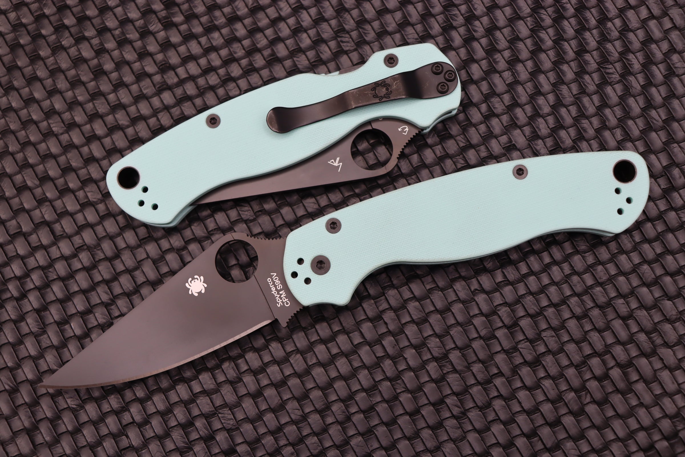 Premium Spyderco Paramilitary 2 PM2 Tactical Knife - Teal G-10 & DLC S90V