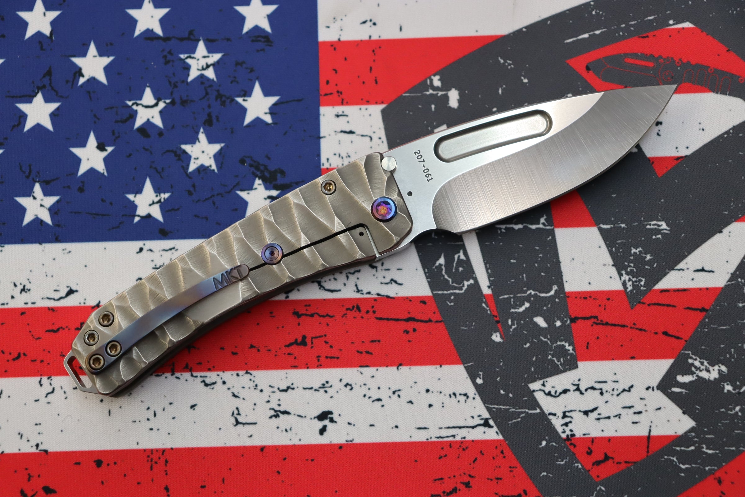 Medford Midi Marauder Tumbled S35VN Drop Point Knife - Premium Titanium Handles & Flamed Hardware