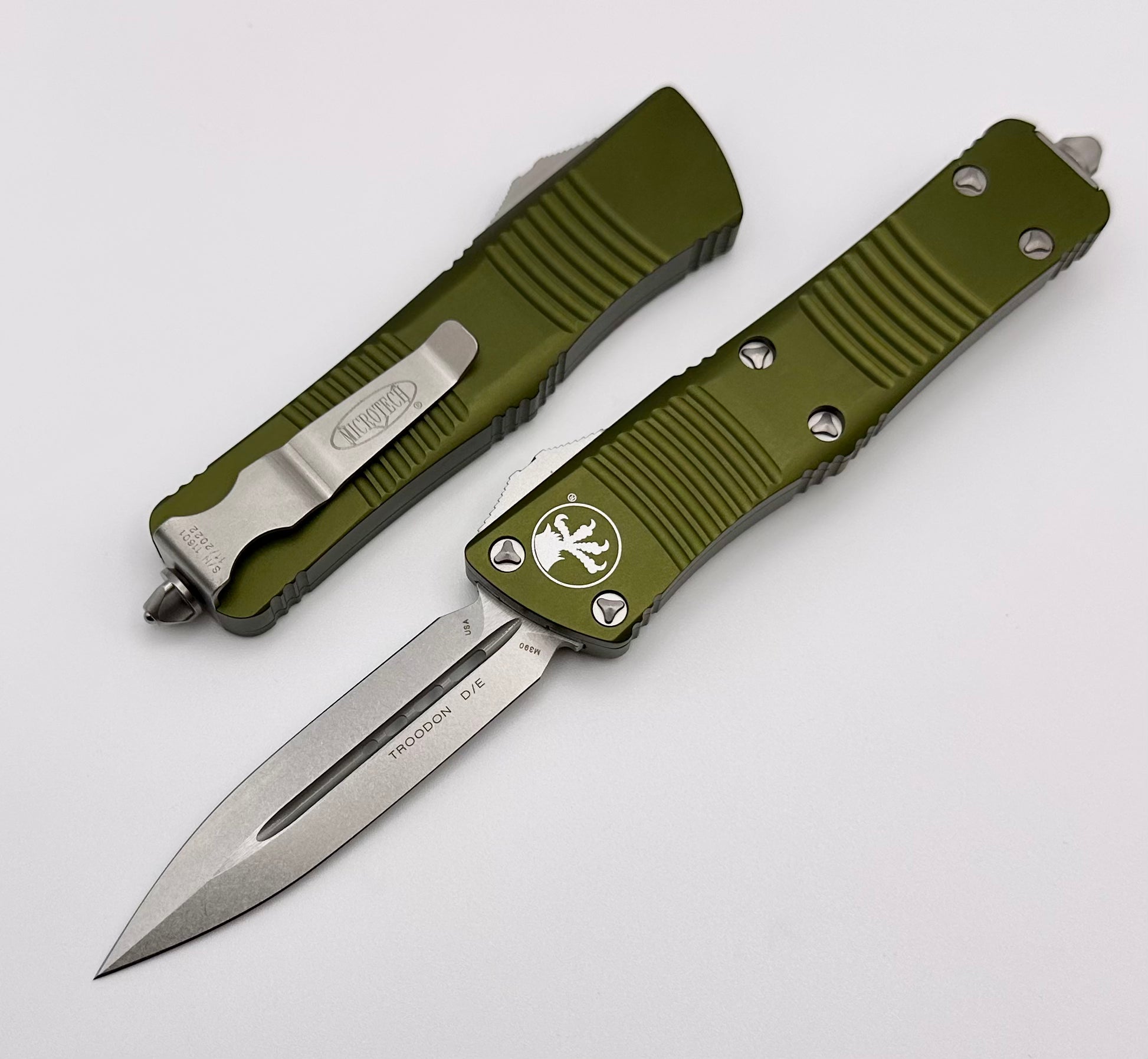 Microtech Troodon D/E Stonewash Standard & OD Green 138-10OD - Ultimate Precision OTF Knife