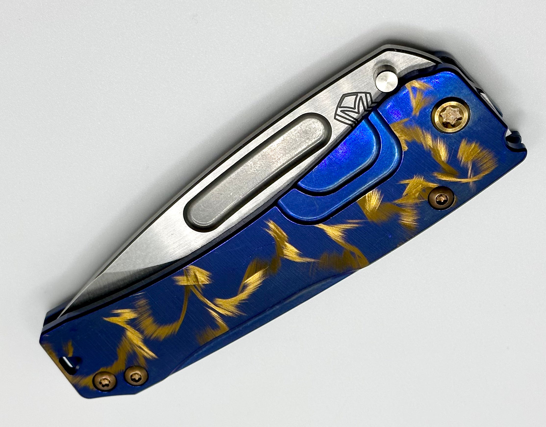 Medford Slim Midi S45 Drop Point Knife - Blue/Bronze Birds of Paradise Handle with Bronze Hardware