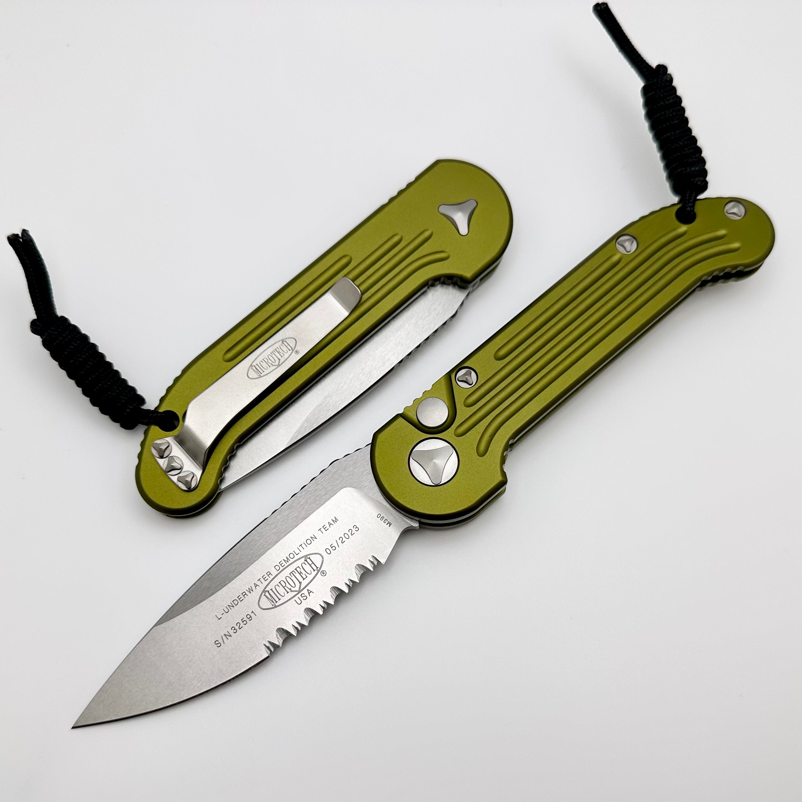 Premium Microtech LUDT Tactical Folding Knife - OD Green & Stonewash Finish