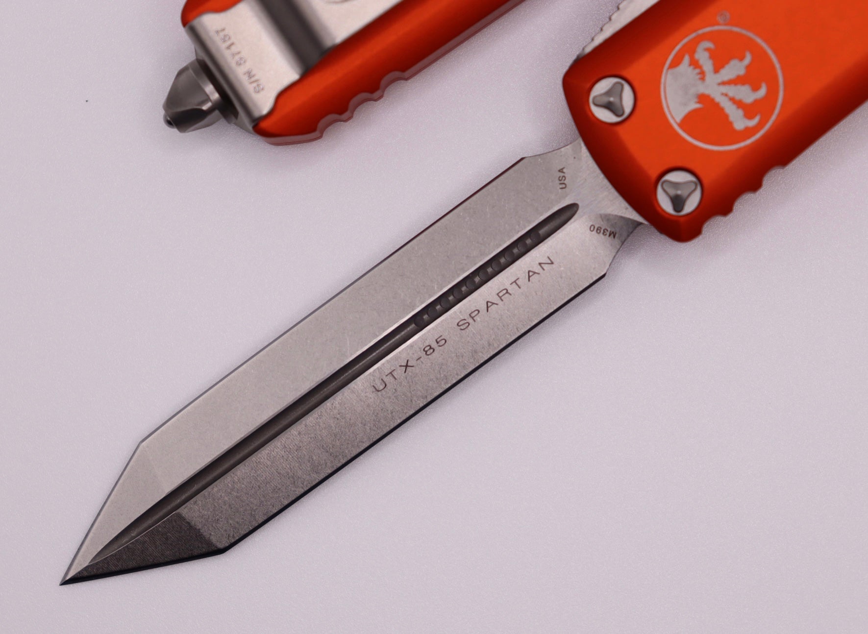 Microtech UTX-85 Spartan EDC Knife - Stonewash & Orange Premium Design