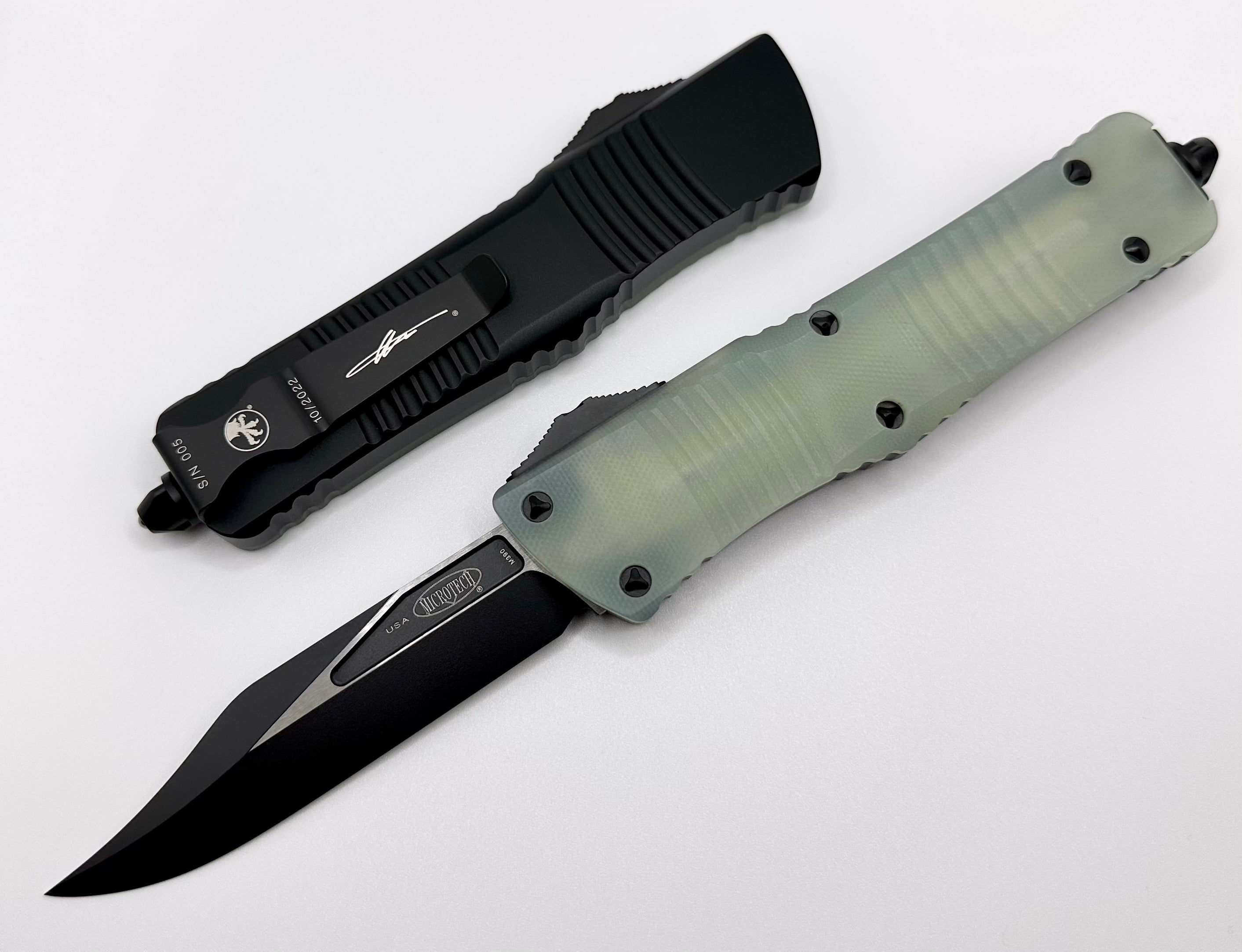 Microtech Combat Troodon Bowie Black Standard Jade Green Signature Series 146-1GTJGS - Ultimate Tactical OTF Knife