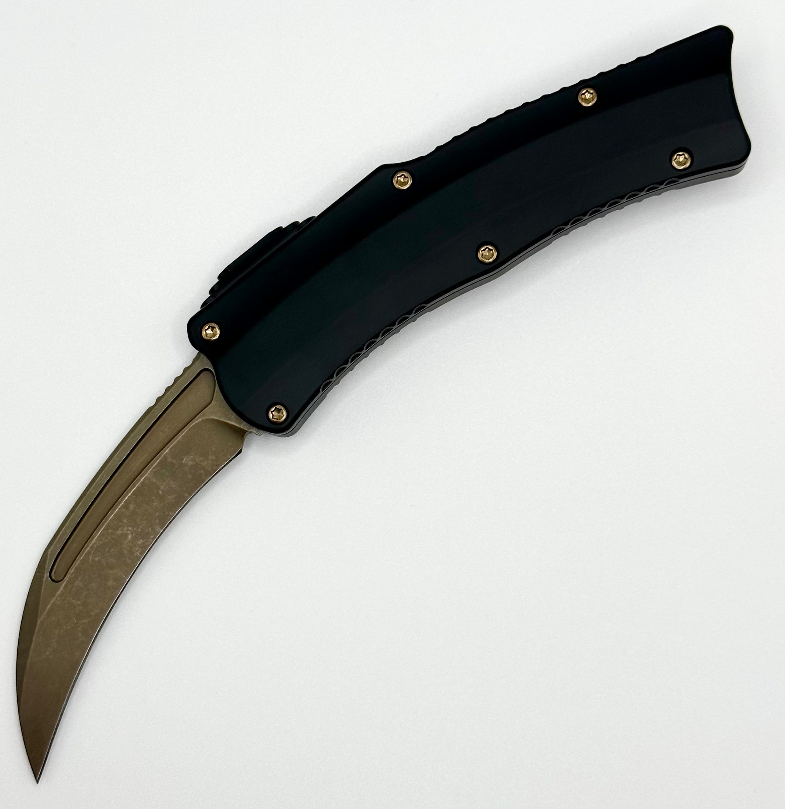 Premium Heretic Iconoclast ROC Knife with Bronze Blade & Abalone Inlay