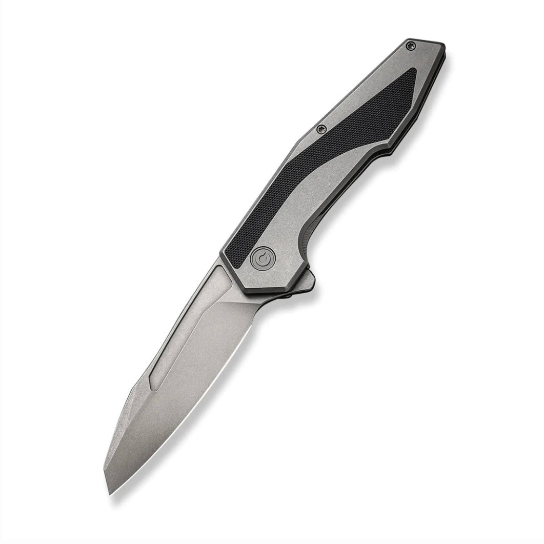 Civivi Hypersonic Flipper Knife - Premium Gray Steel Handle with Black G-10 Inlays & Stonewash 14C28N Blade