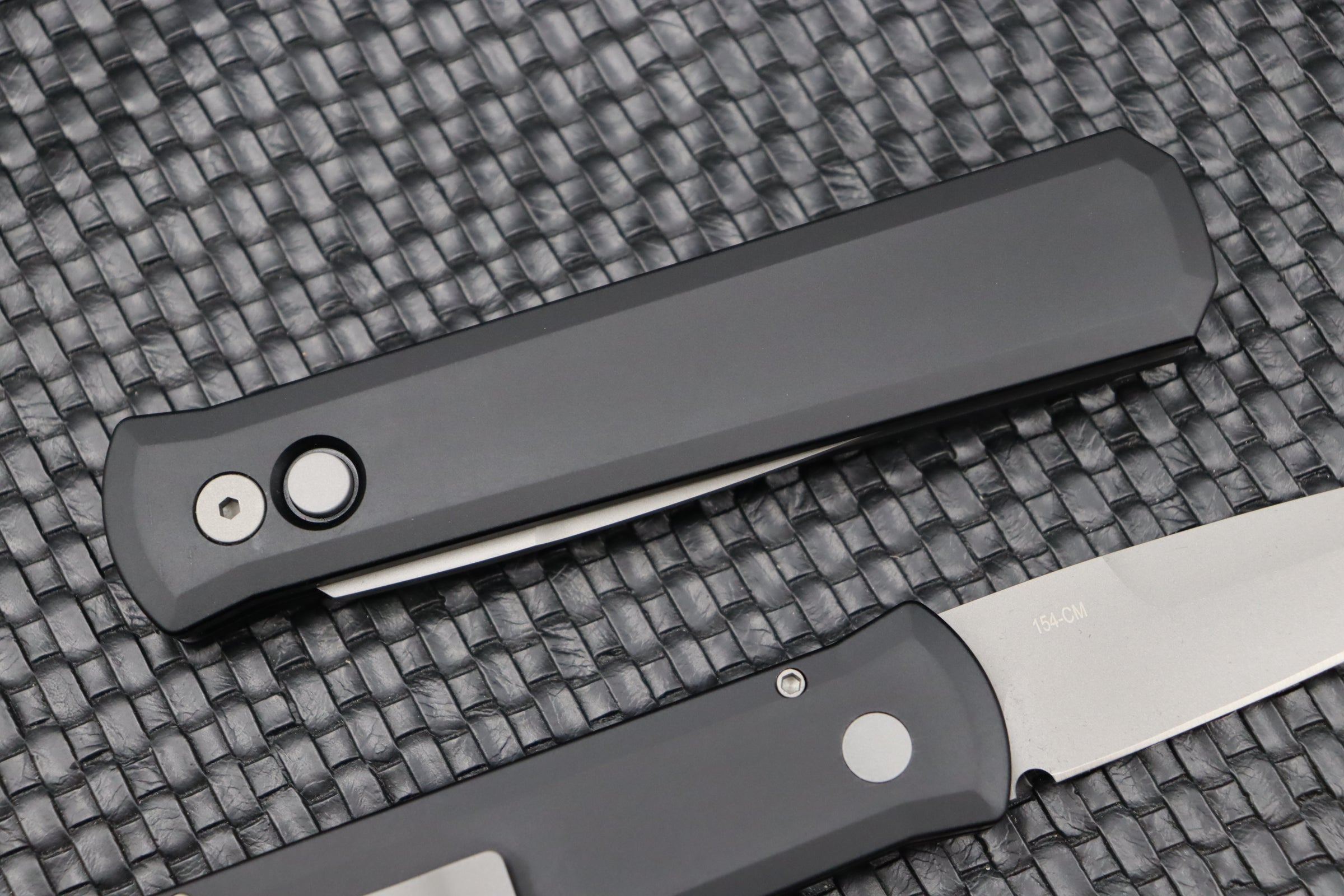 Pro-Tech Godfather Automatic Knife - Premium Black Handle & Blasted 154-CM Blade
