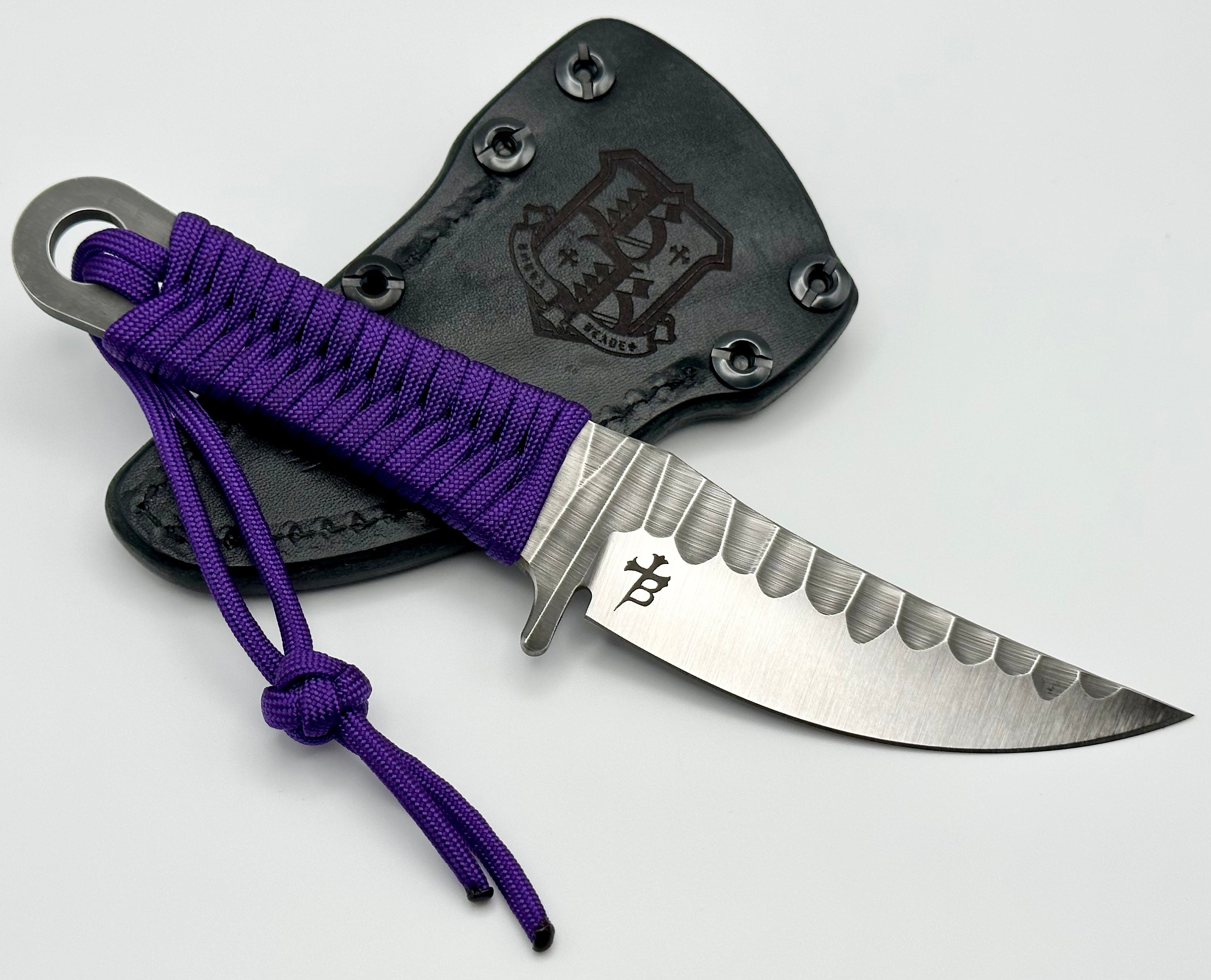 Borka Blades SBK-L M390 Premium Fixed Blade with Leather Sheath & Purple Paracord Wrap