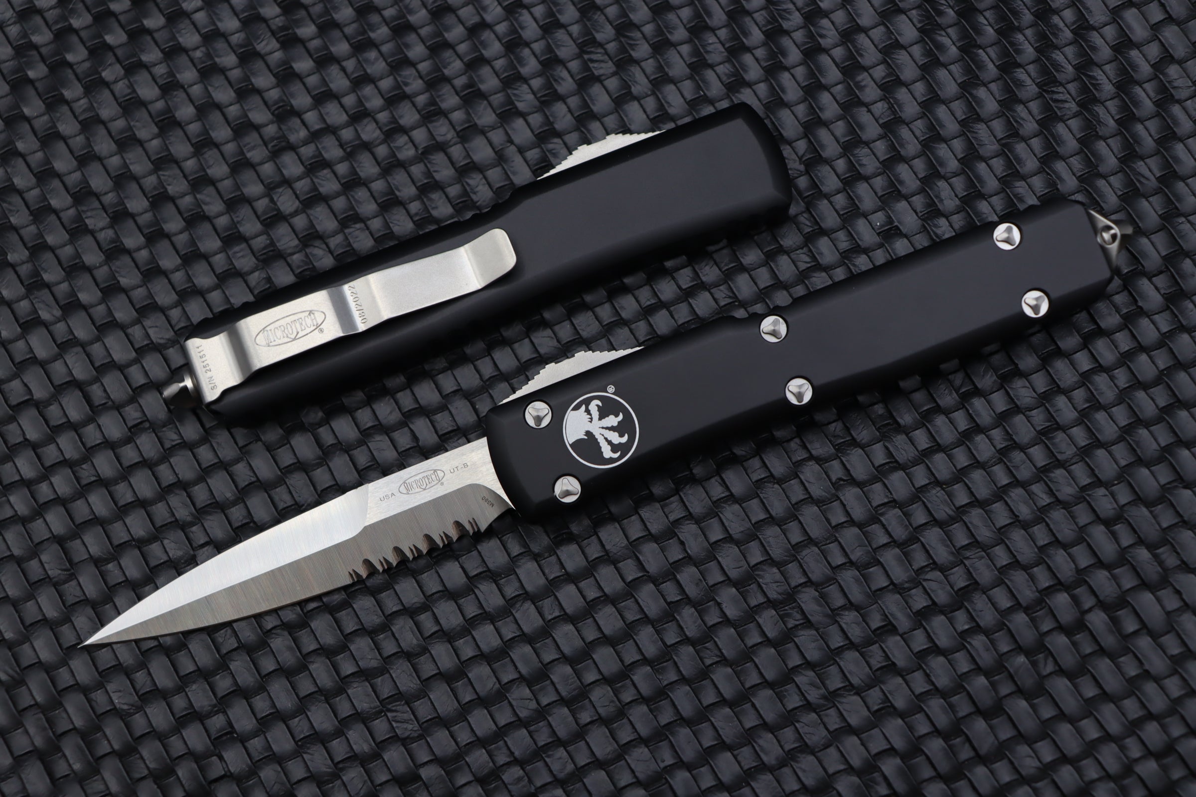 Microtech Ultratech Premium OTF Knife - Satin Bayonet Grind with Partial Serration