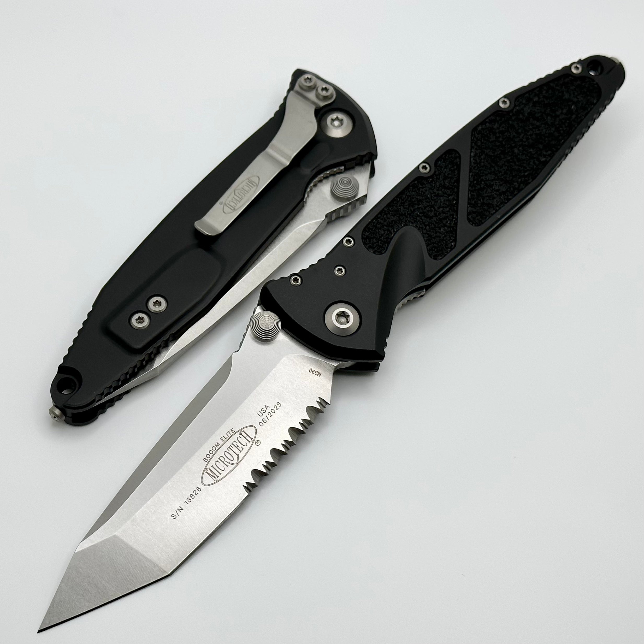 Microtech Socom Elite Manual Tanto Tactical Knife - Stonewash & Black