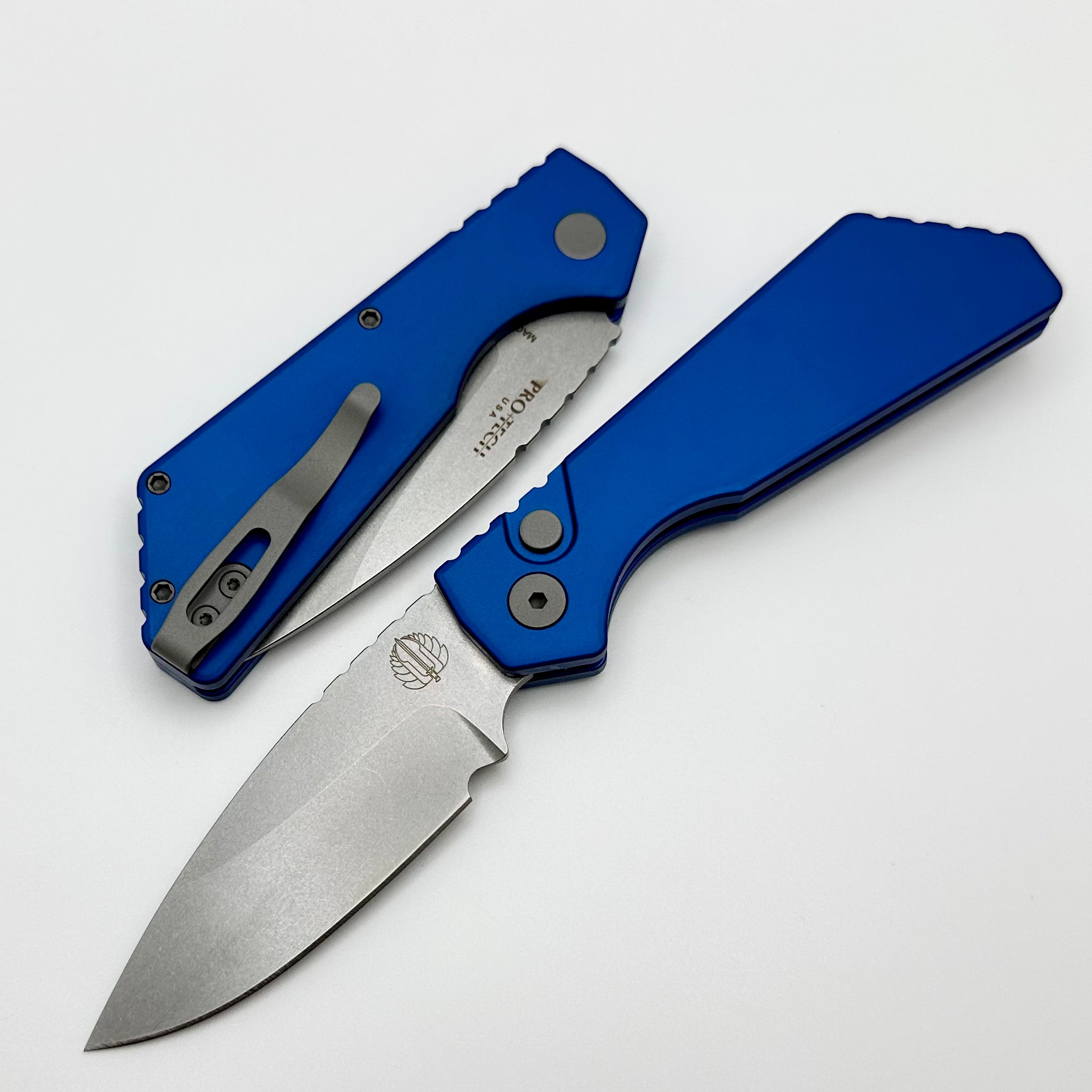 Ultimate Pro-Tech PT Plus Folding Knife - Blue Aluminum Handle & MagnaCut Blade