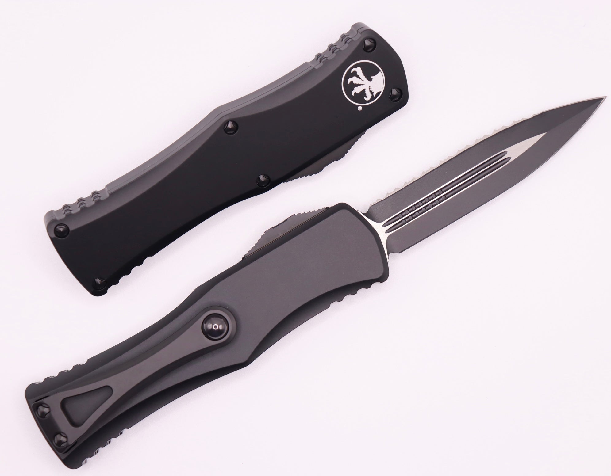 Microtech Hera Double Edge Tactical Knife - Premium Black Fully Serrated