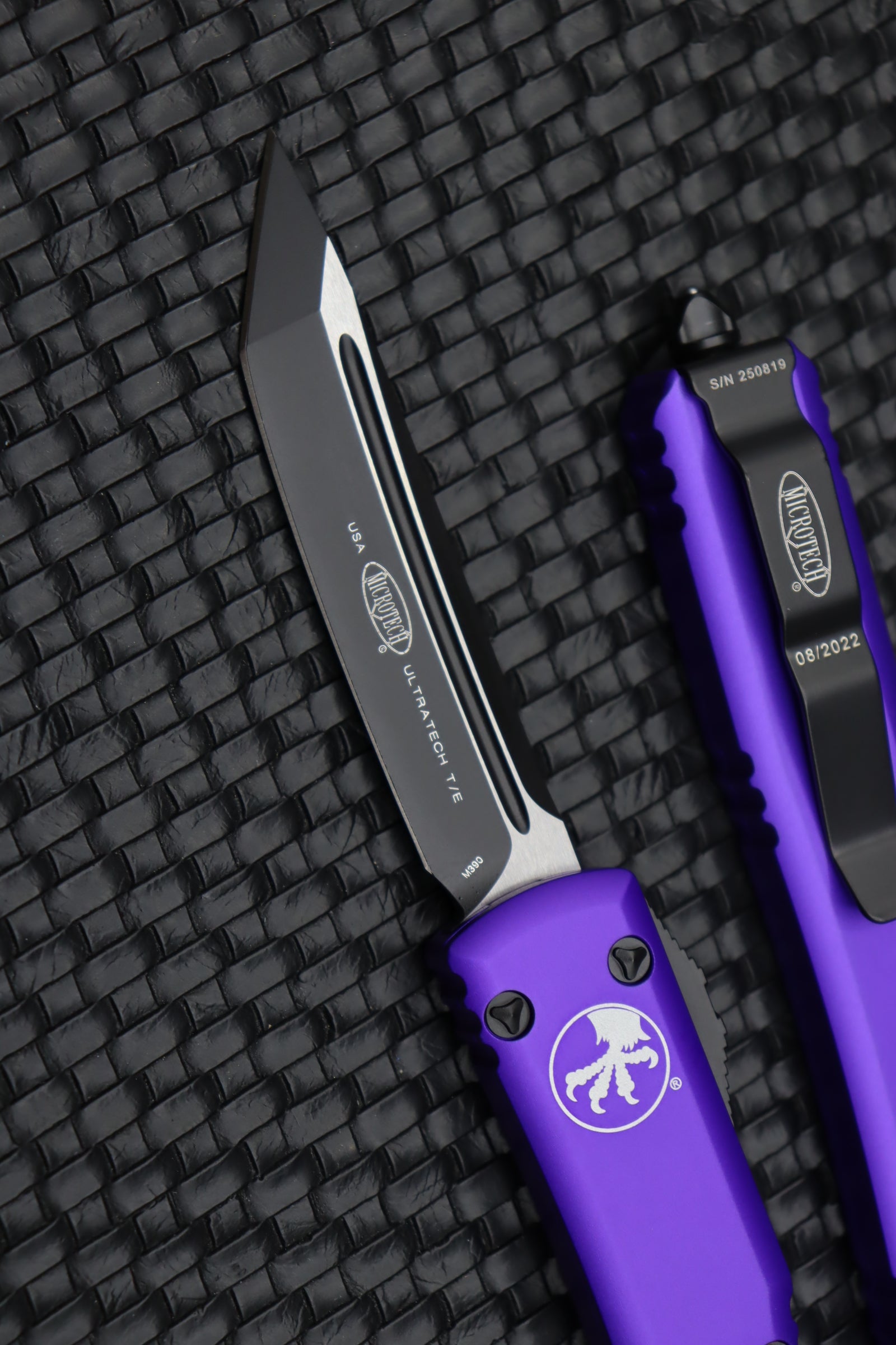 Premium Microtech Ultratech Tanto Knife - Black & Purple Edition