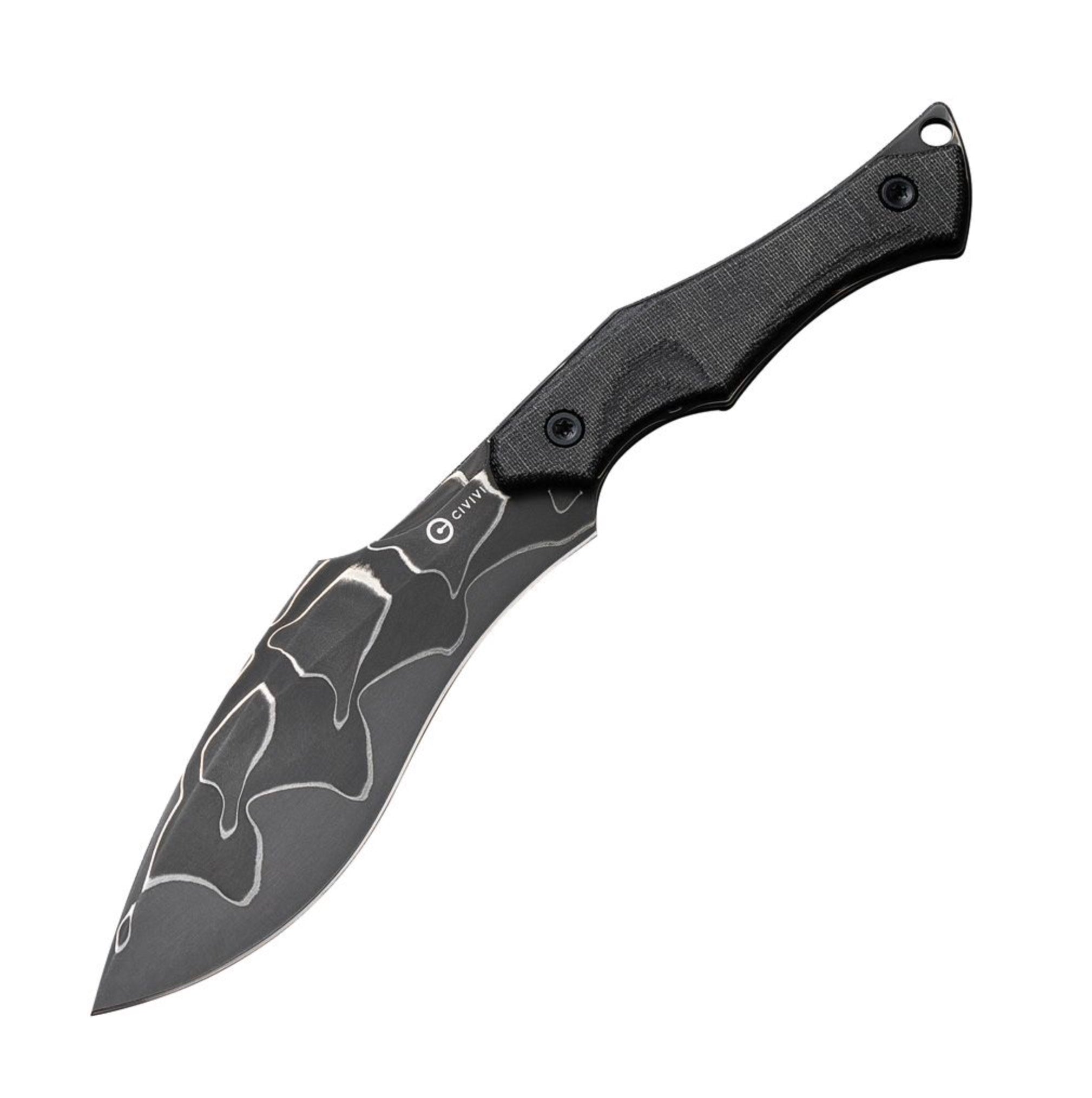 Civivi Vaquita II Premium Neck Knife - Black Linen Micarta & Damascus Steel