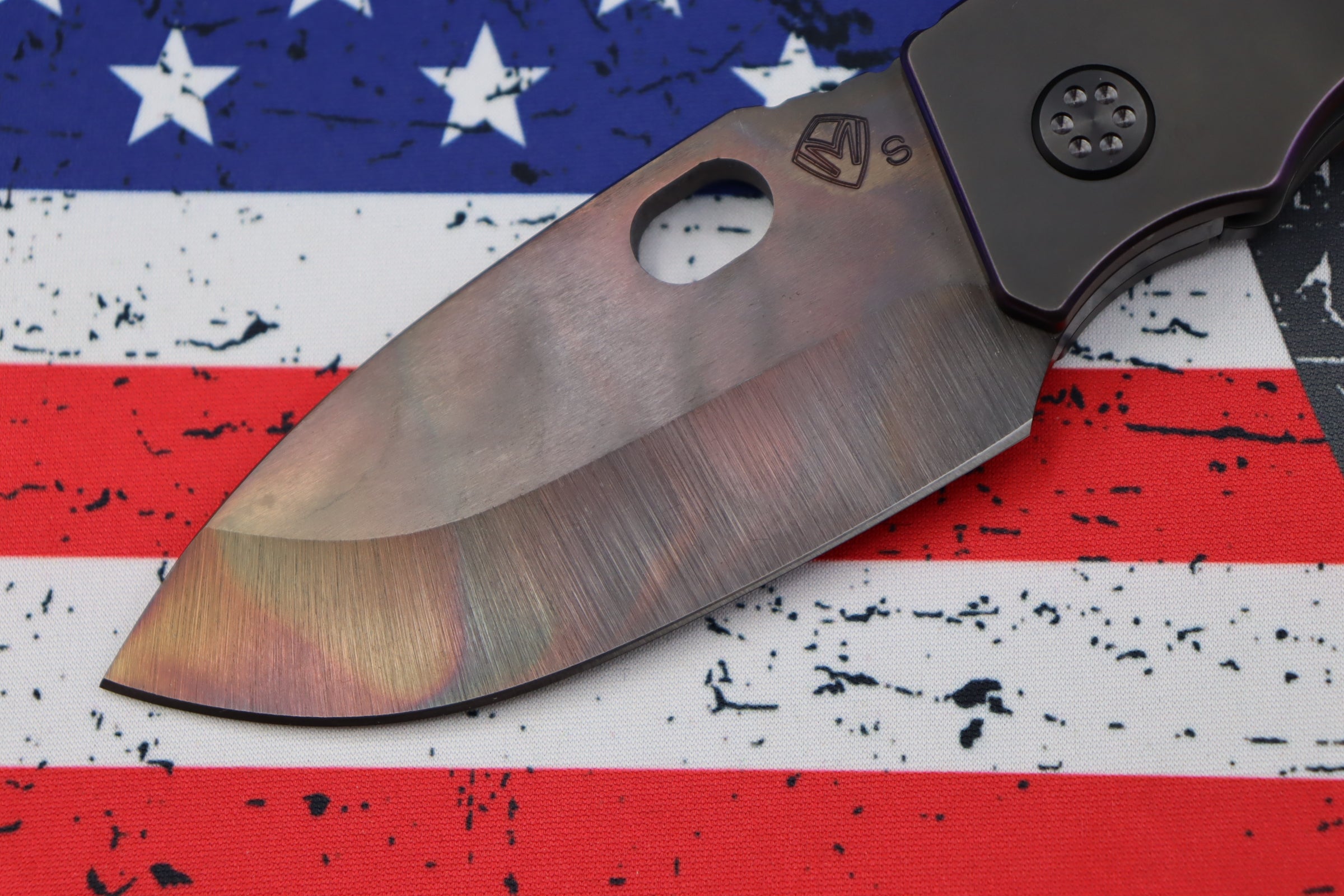 Medford TFF-1 Fat Daddy S35VN Tactical Knife - Premium PVD Finish with Violet Pinstriped Handles