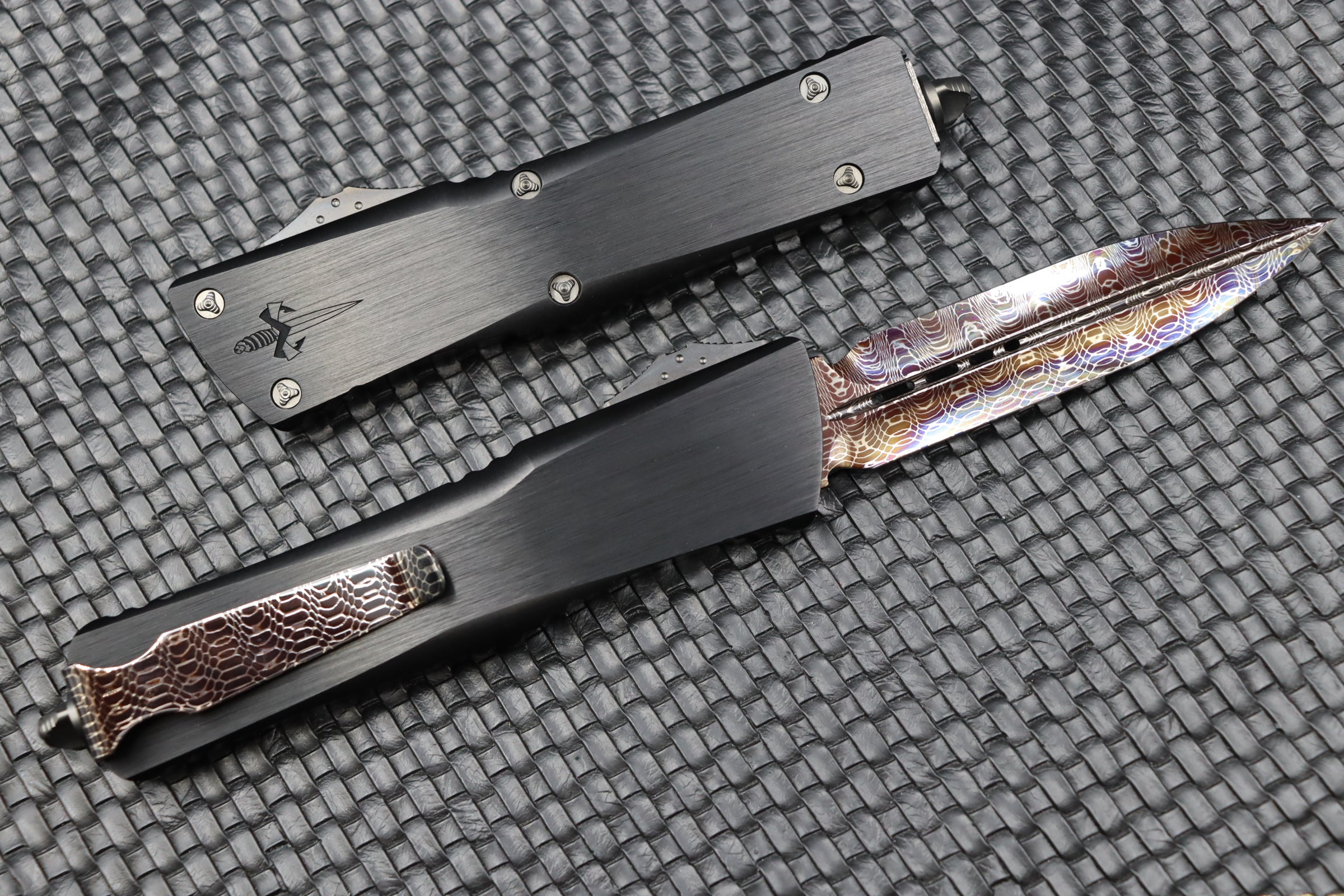 Premium Marfione Custom Combat Troodon OTF Knife - Vegas Forge Sharktooth Damascus Blade & DLC Hardware