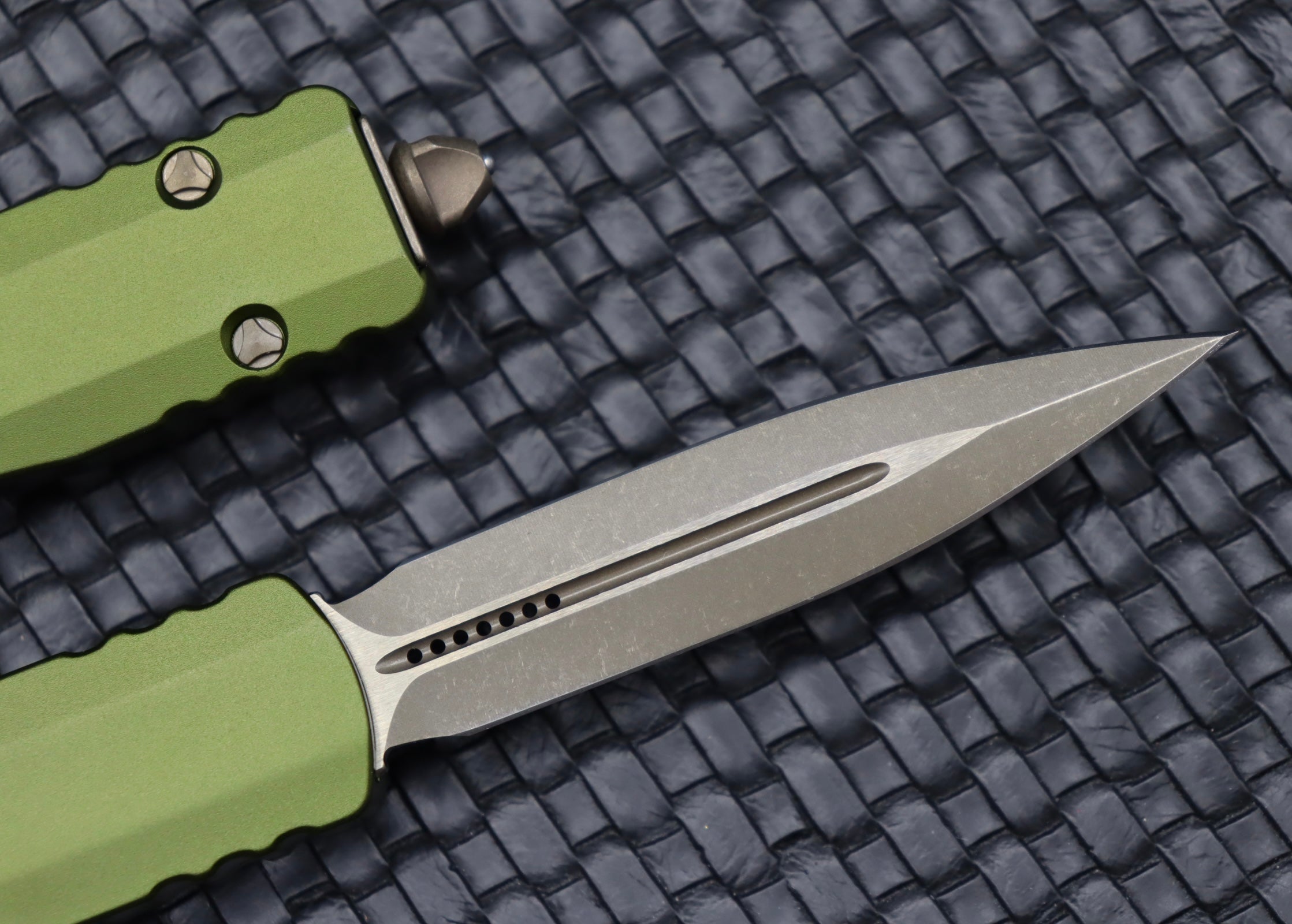 Microtech Dirac Ultimate Double Edge Tactical Knife - Apocalyptic & OD Green