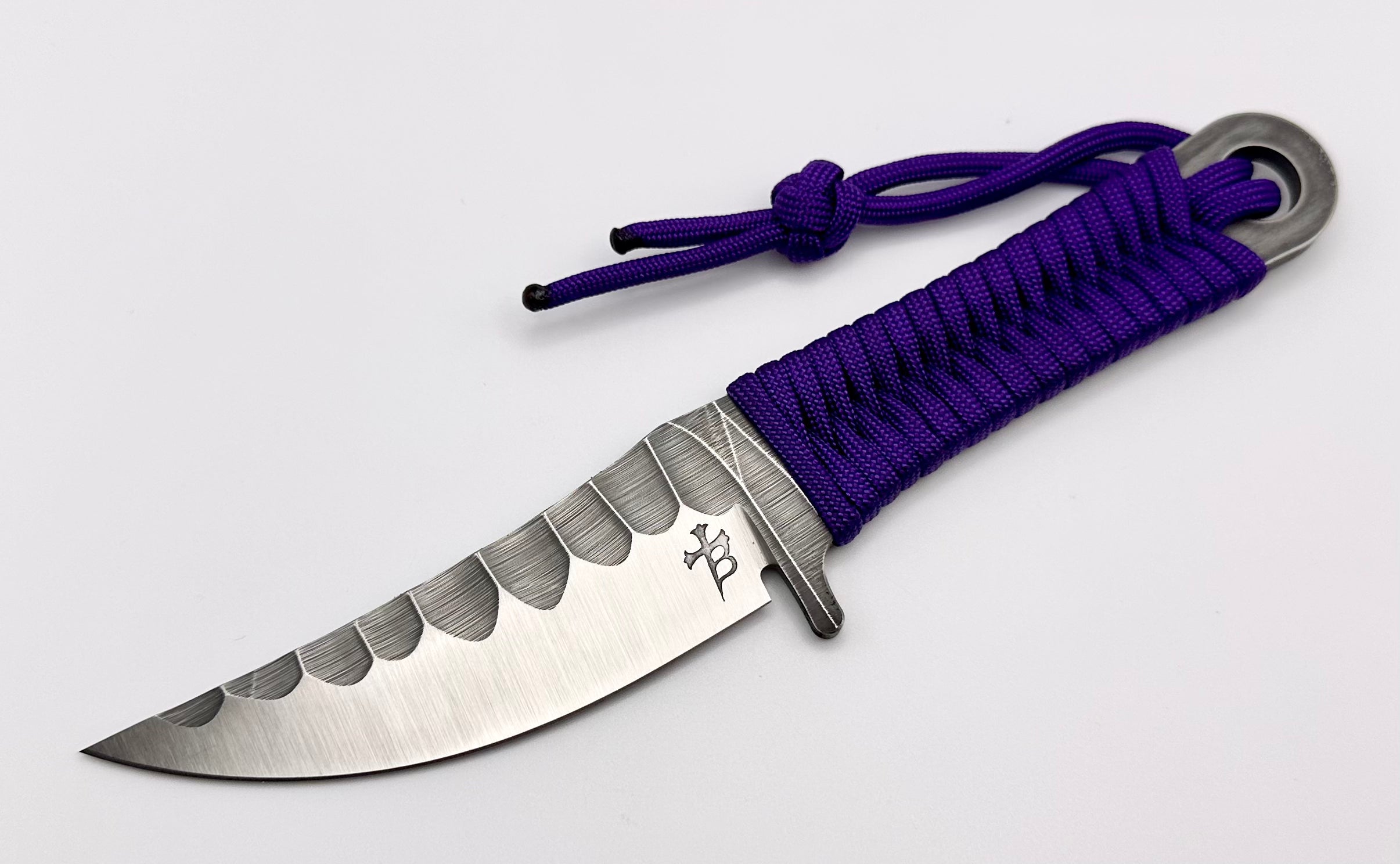 Borka Blades Premium SBK-L M390 Fixed Blade Knife with Purple Paracord Wrap & Leather Sheath