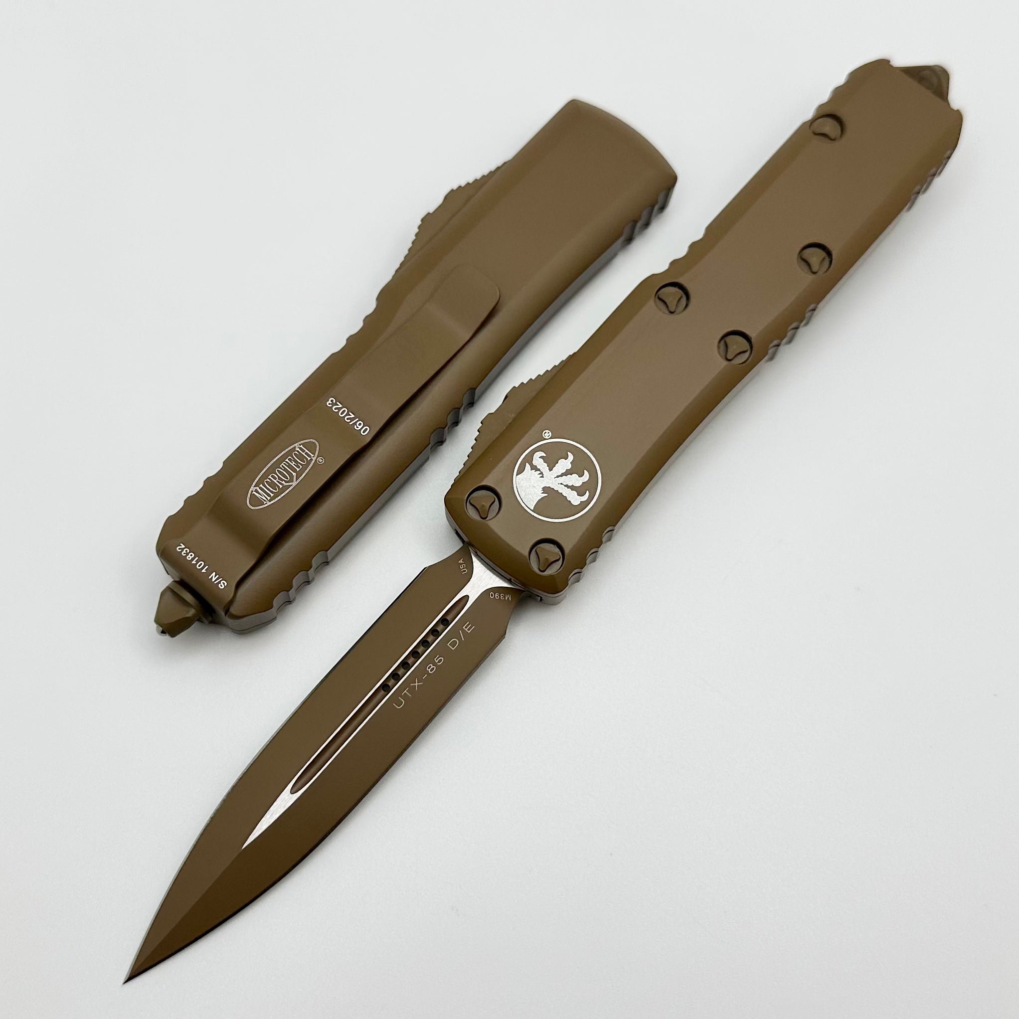 Premium Microtech UTX-85 Double Edge Tactical Knife - Cerakote Tan