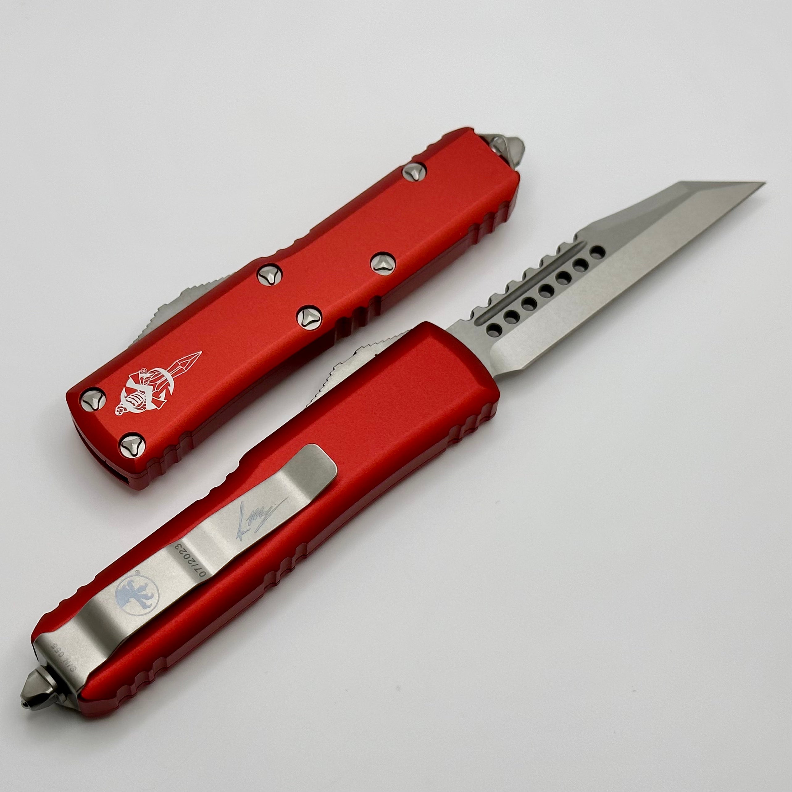 Microtech UTX-85 Warhound Stonewash Red Signature EDC Knife