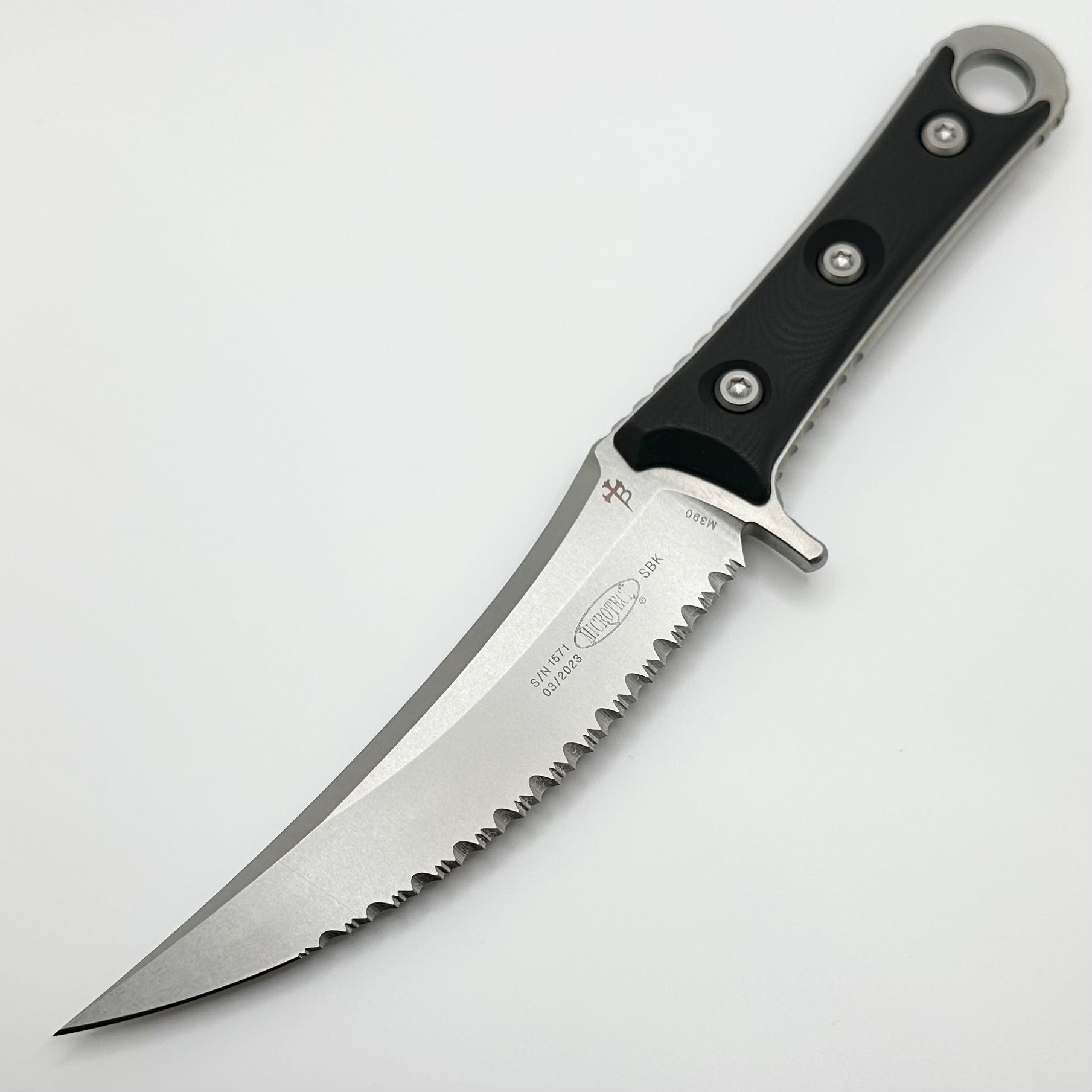 Microtech SBK Stonewash Ultimate Tactical Knife - Full Serrated G-10 Handle