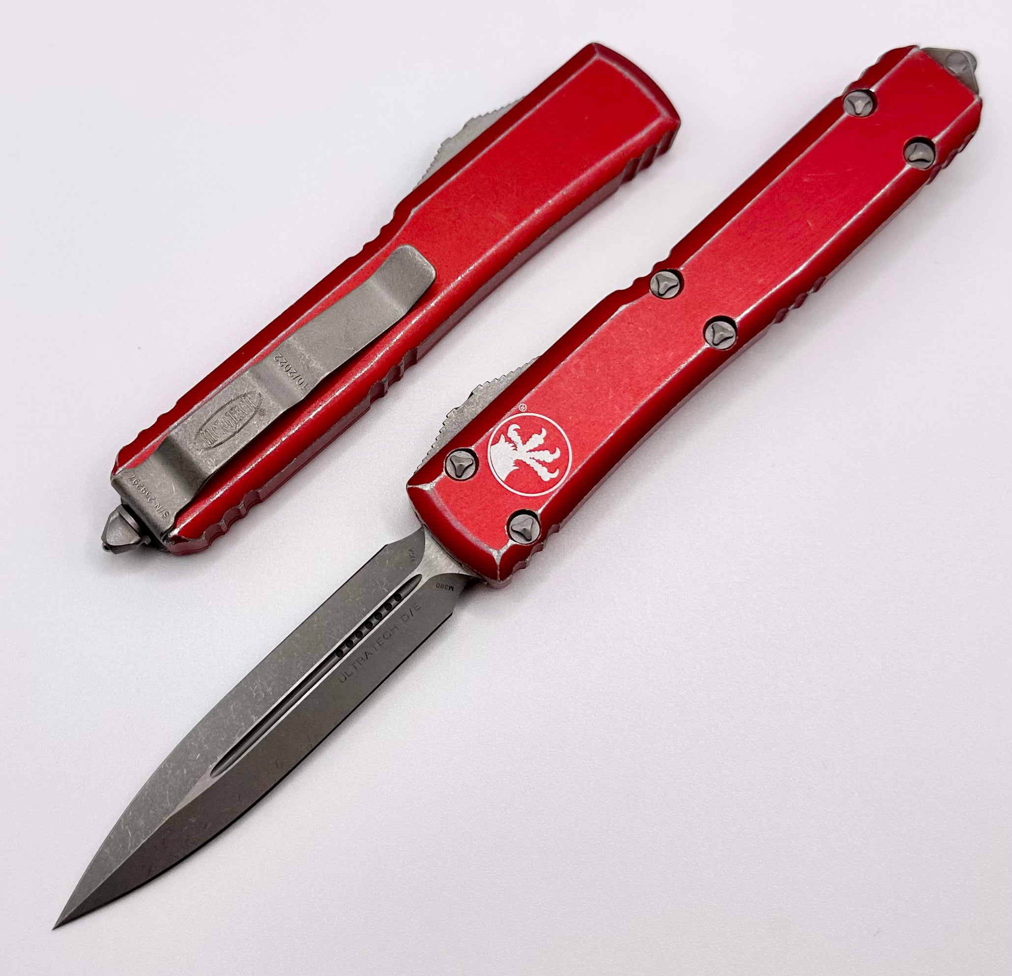 Microtech Ultratech Premium Double Edge Tactical Knife - Distressed Red