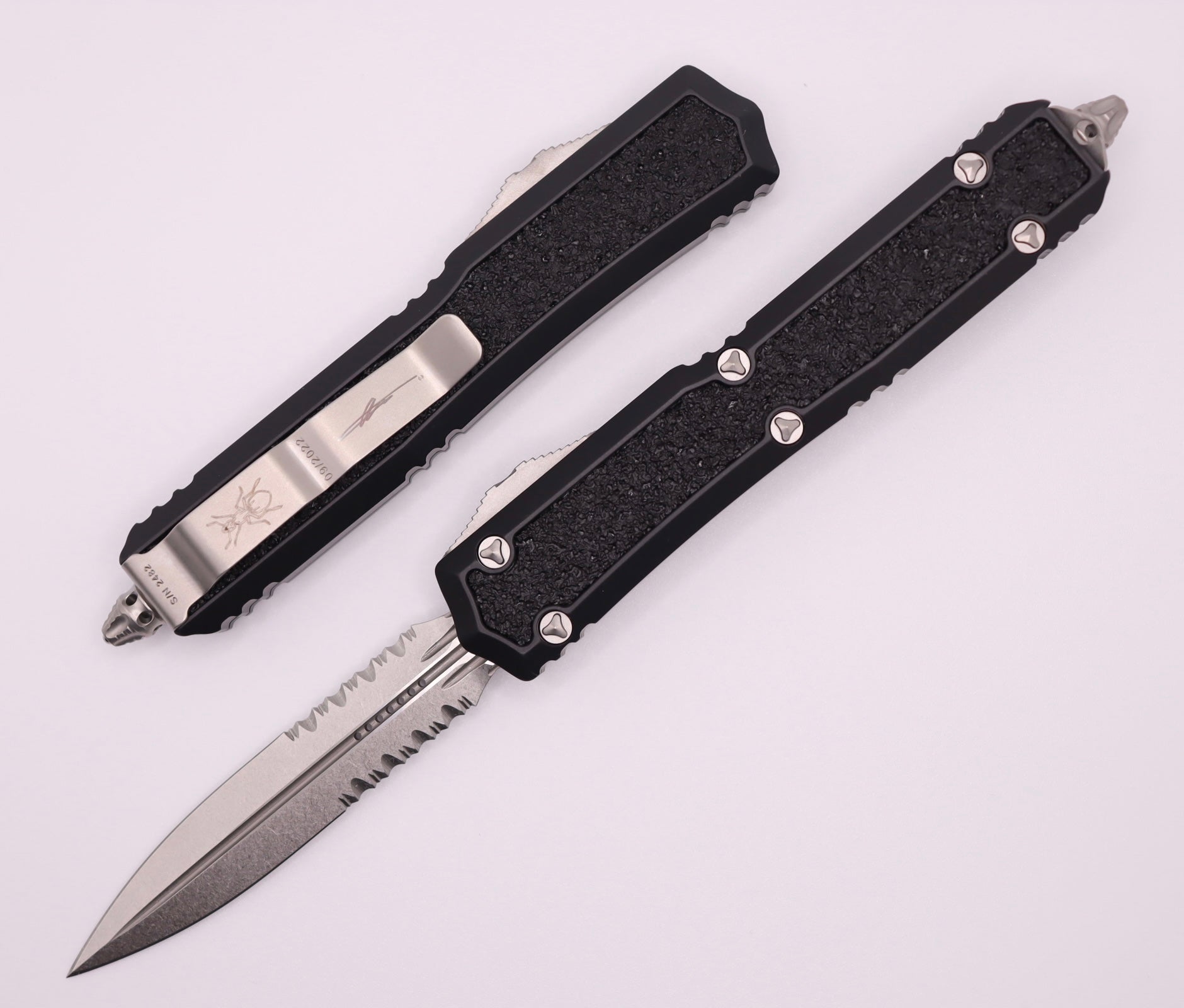 Premium Microtech Makora Ultimate Tactical Knife - Double Edge, Stonewash Finish & Black Handle