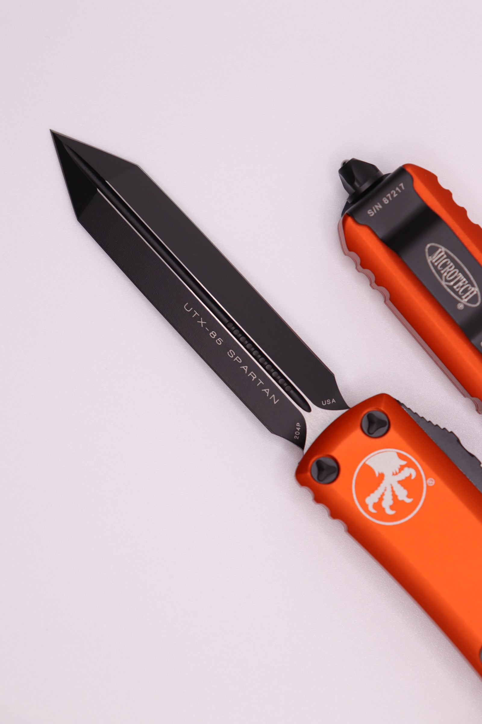 Microtech UTX-85 Spartan EDC Knife - Black & Orange Premium Tactical Blade