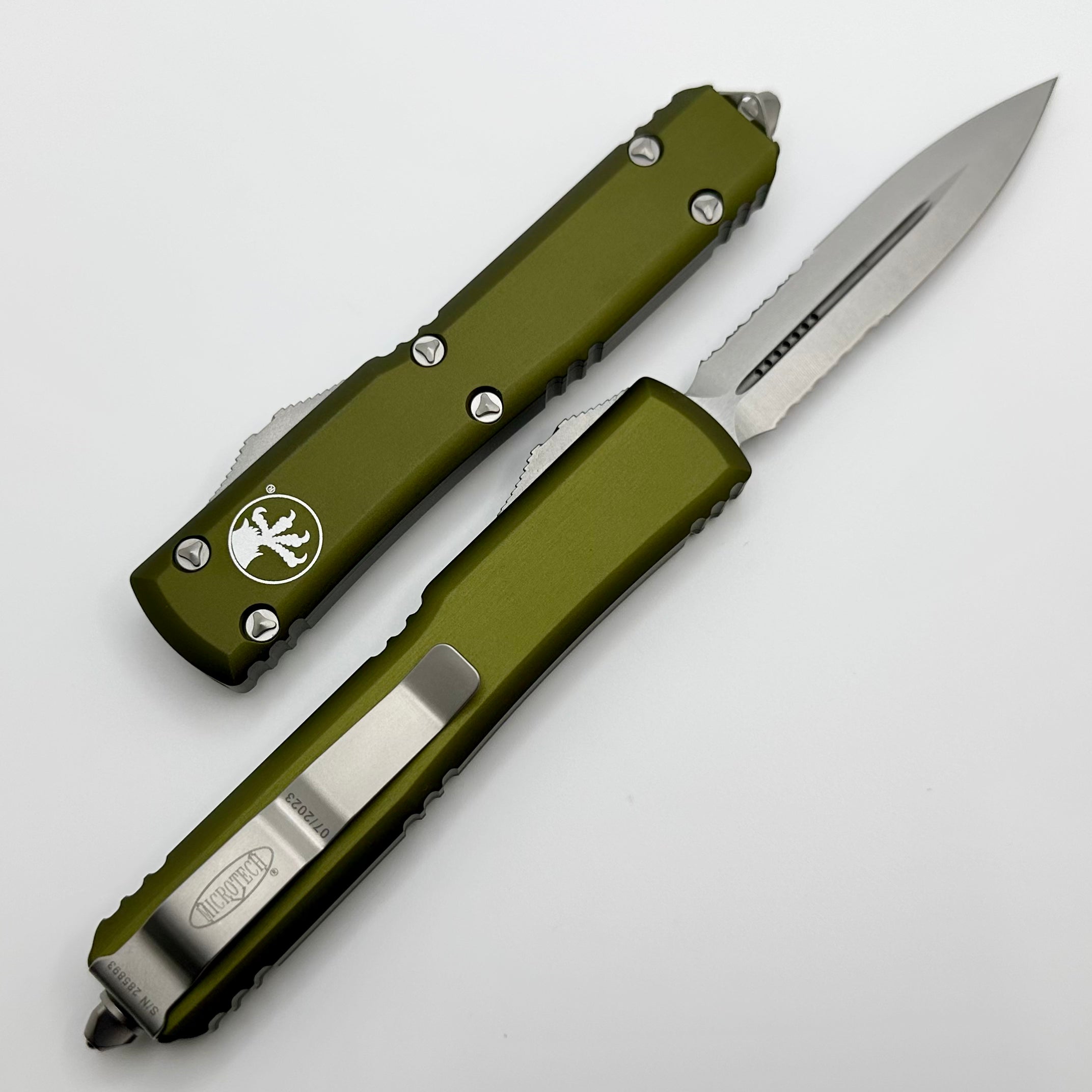 Microtech Ultratech Premium OTF Knife - Double Edge Stonewash & OD Green