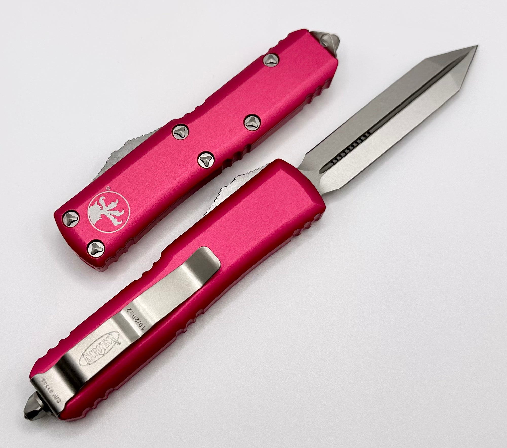 Microtech UTX-85 Spartan Stonewash EDC Knife - Premium M390 Blade & Pink Handle