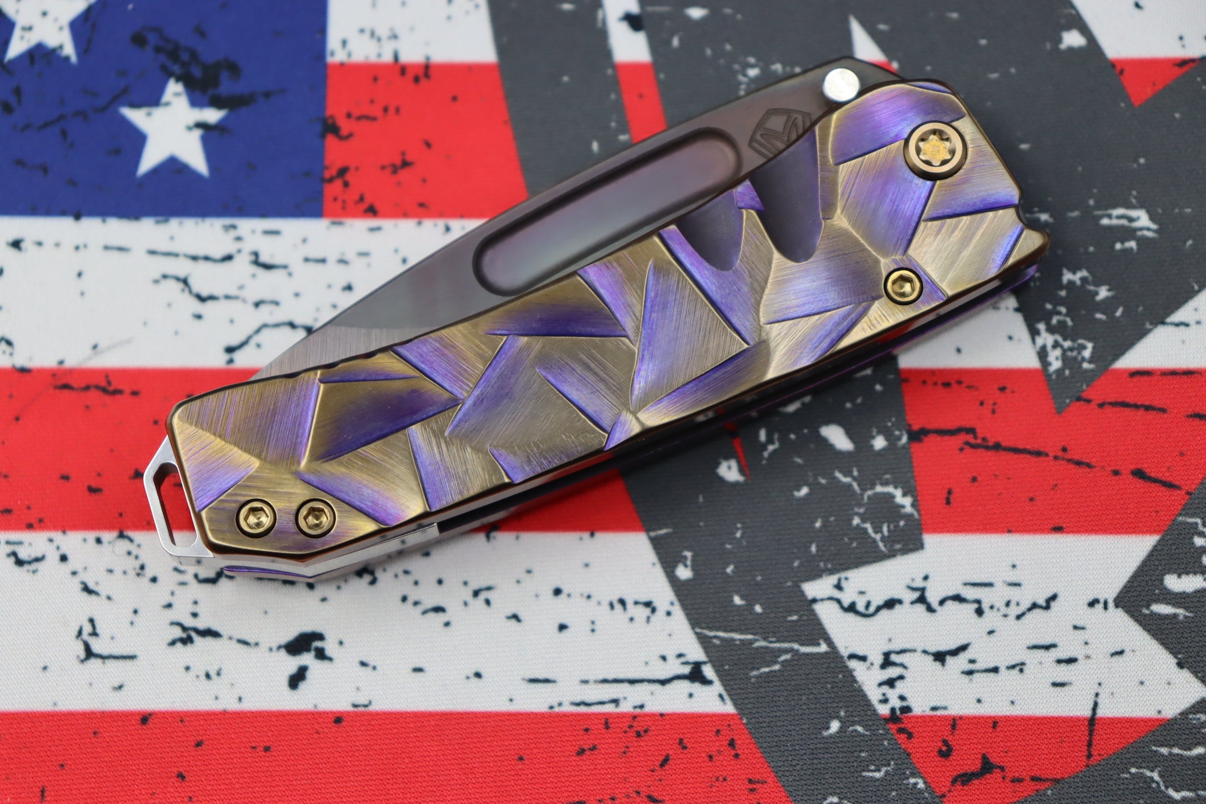 Medford Midi Marauder Vulcan S35 Drop Point - Premium EDC Knife with Violet Bronze Stained Glass Handles