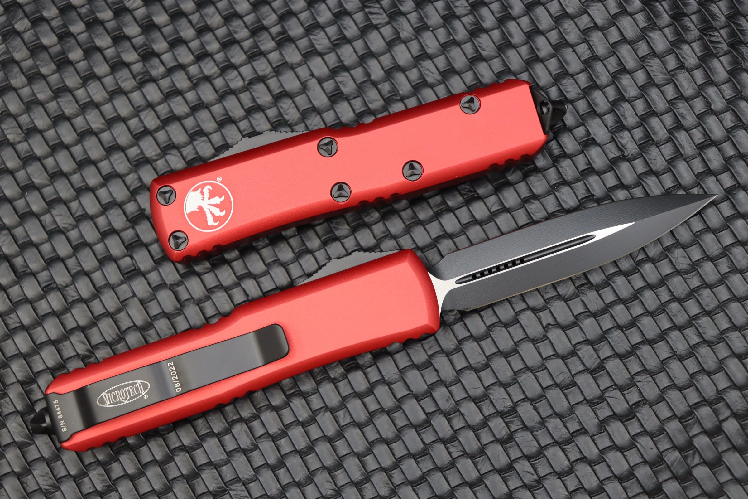 Microtech UTX-85 Premium EDC Knife - Black & Red Double Edge