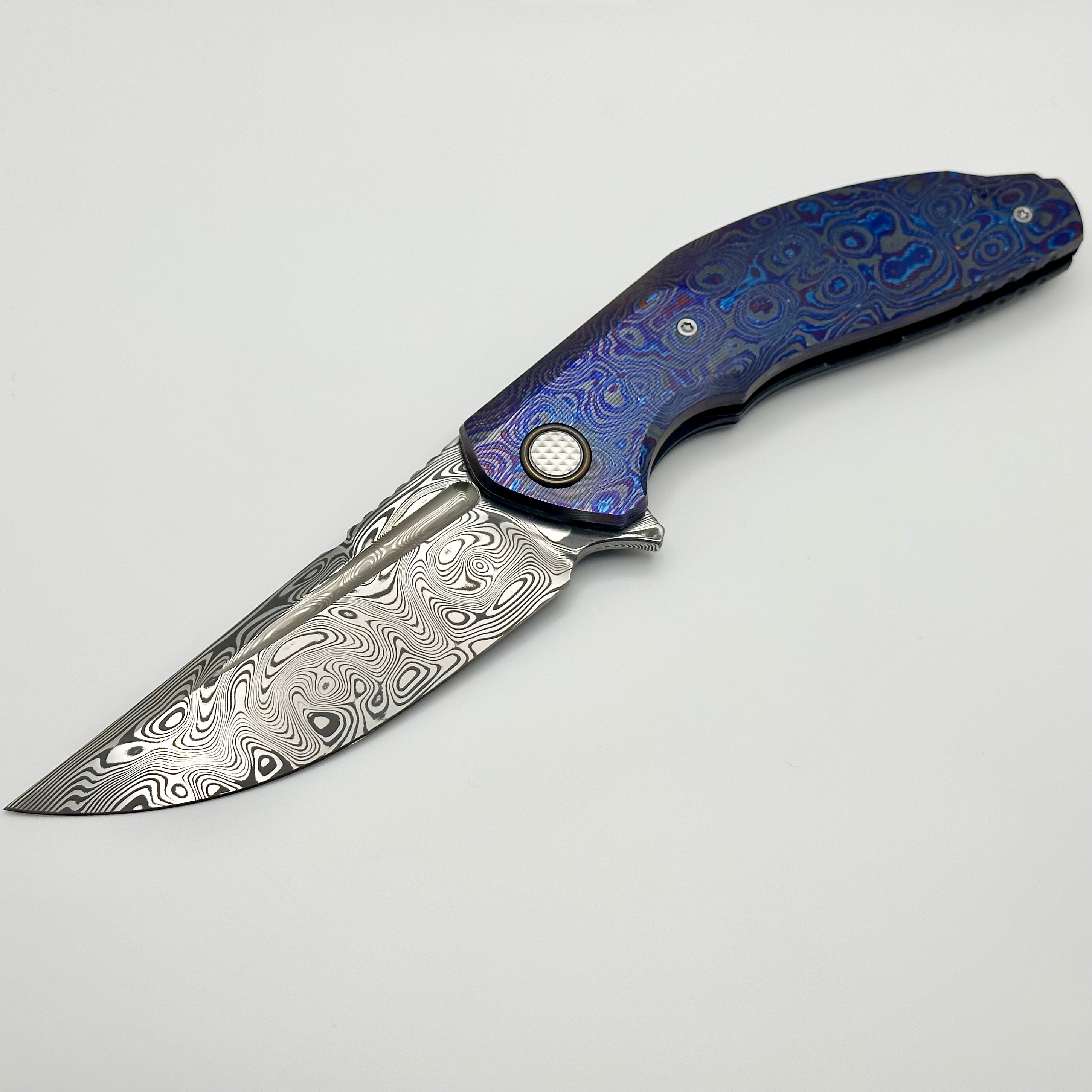 Premium Custom Knife Factory Marauder: ZircuTi Scales & Damasteel Blade Showpiece