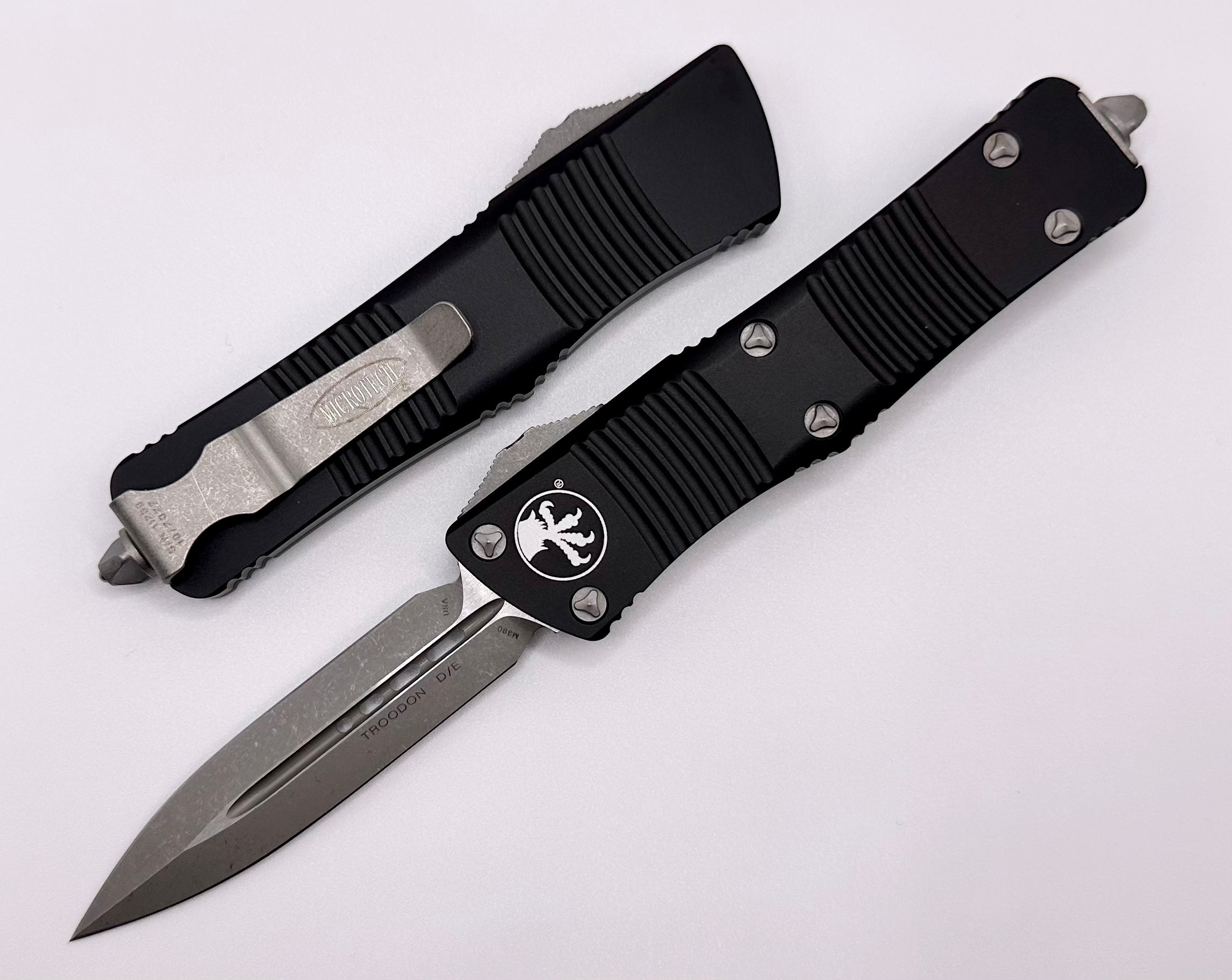 Microtech Troodon Double Edge Apocalyptic Tactical Knife - Premium Black Finish