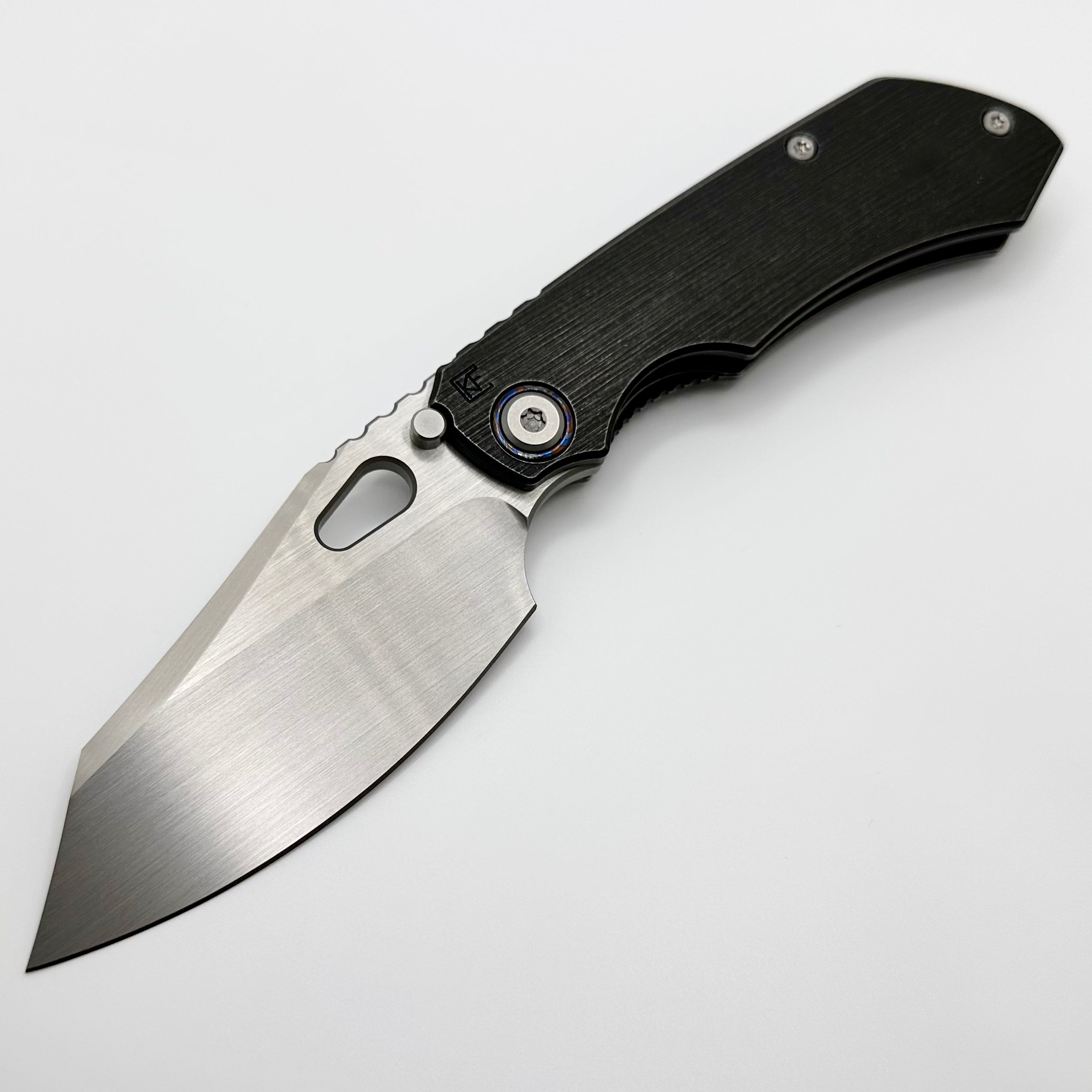 Premium Custom Knife Factory Evo 3.0C Dark Titanium - M390 Blade, Hand Satin Finish