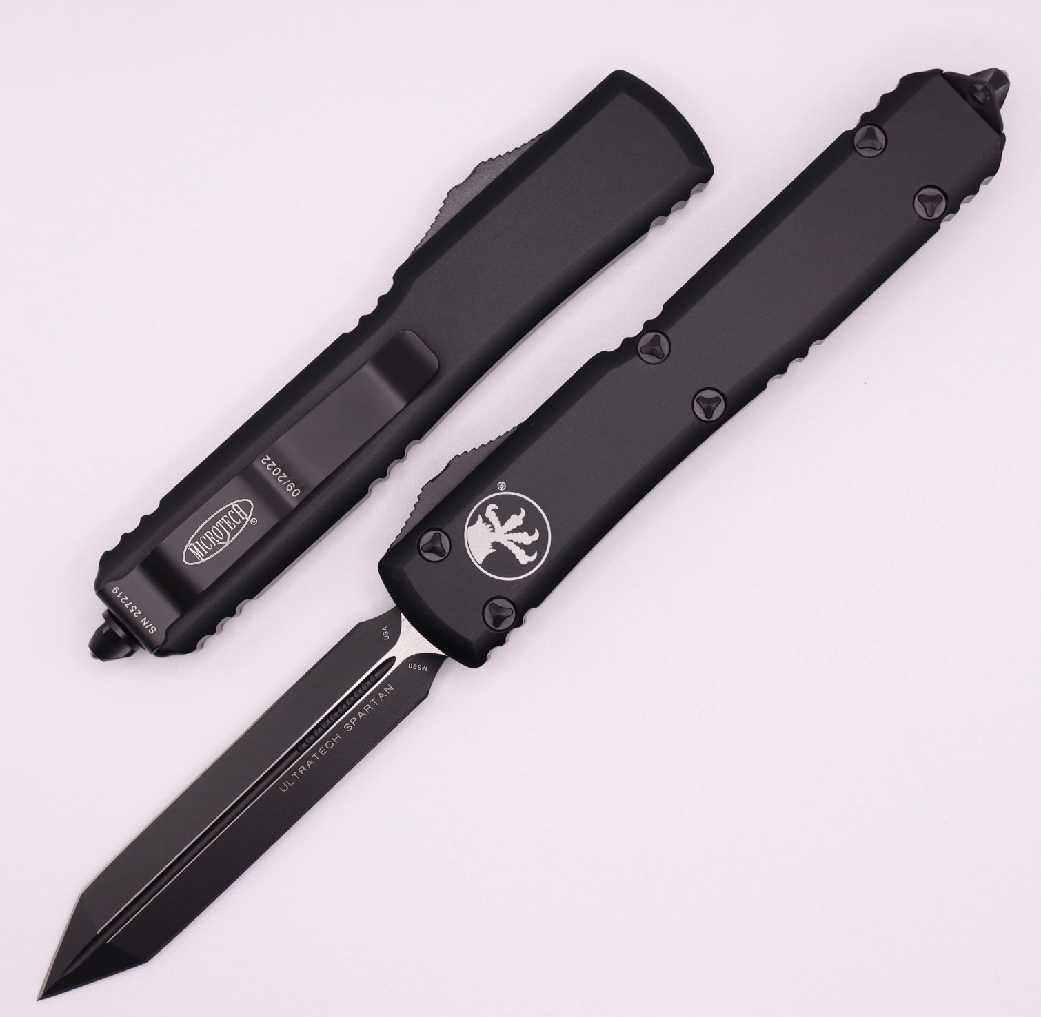 Microtech Ultratech Spartan Black Tactical OTF Knife - Ultimate Tactical EDC