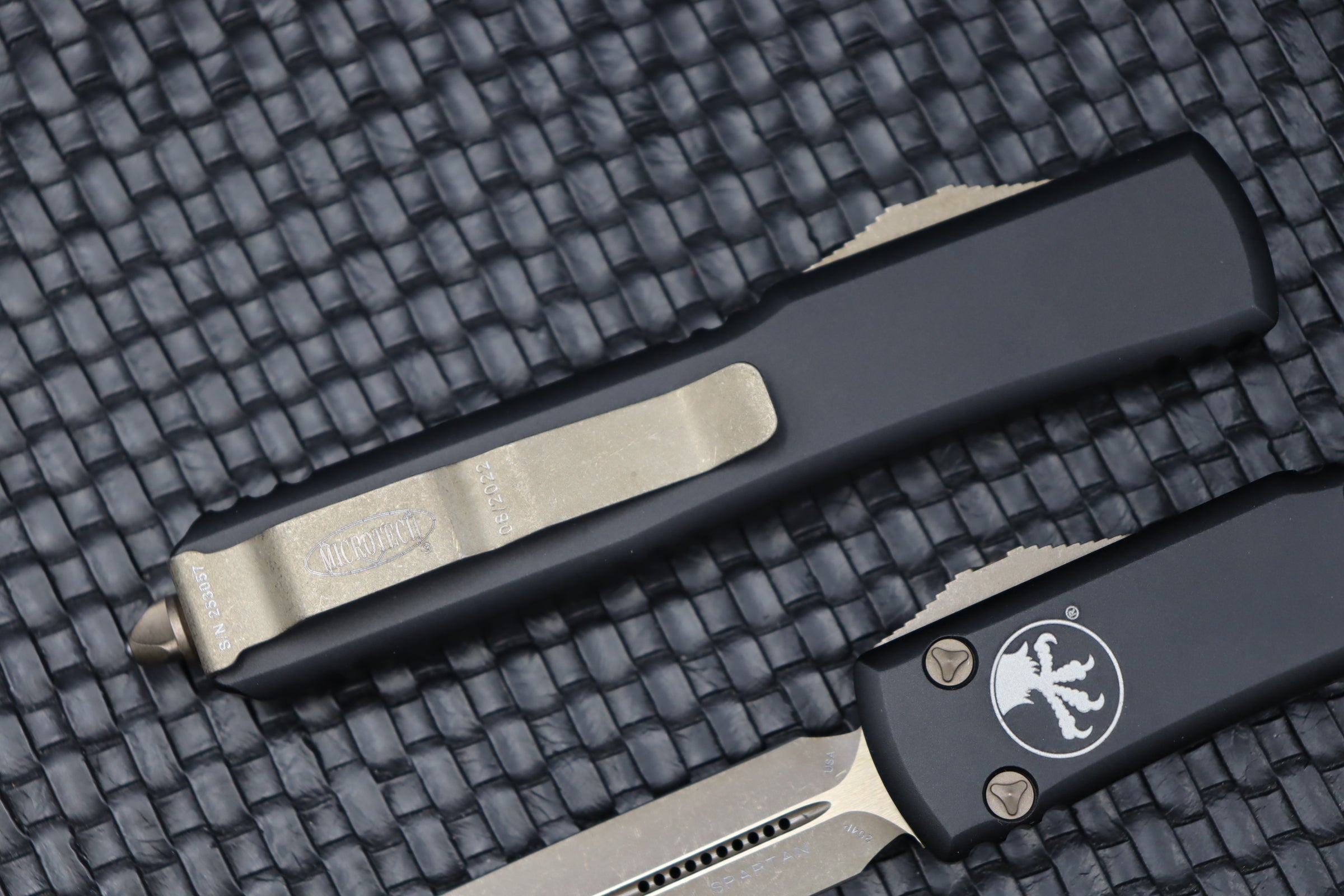 Premium Microtech Ultratech Spartan Knife - Bronzed Apocalyptic & Black Finish