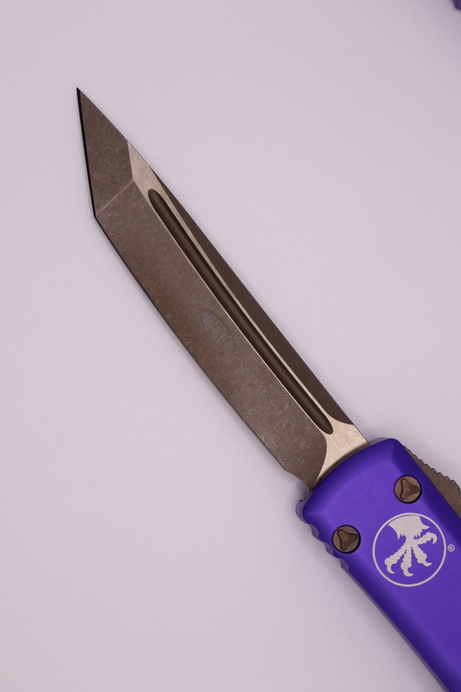 Microtech Ultratech Tanto Bronze Apocalyptic Knife - Premium OTF with Purple Handle