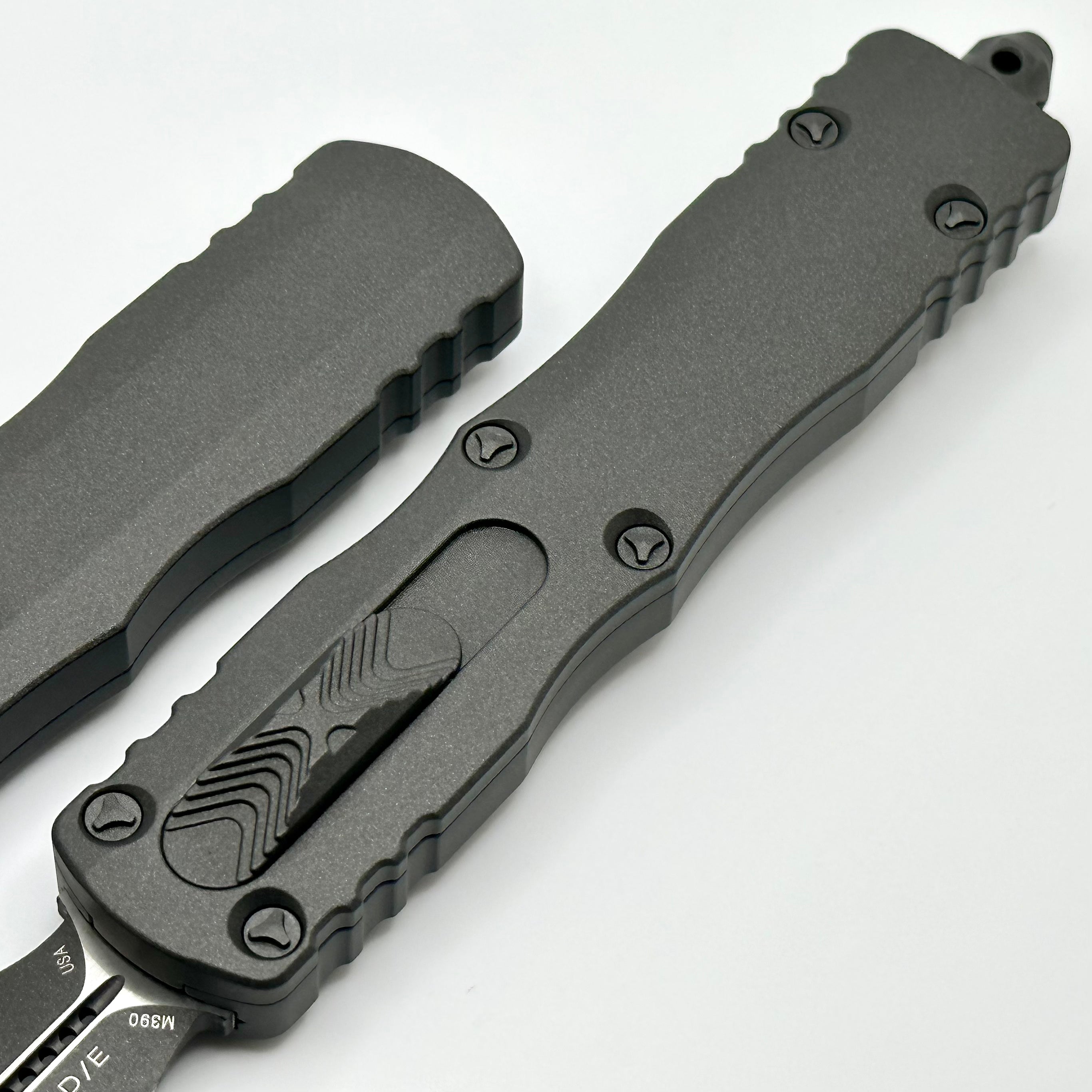 Premium Microtech Dirac Delta OTF Knife - Double Edge Cerakote Dark Tungsten